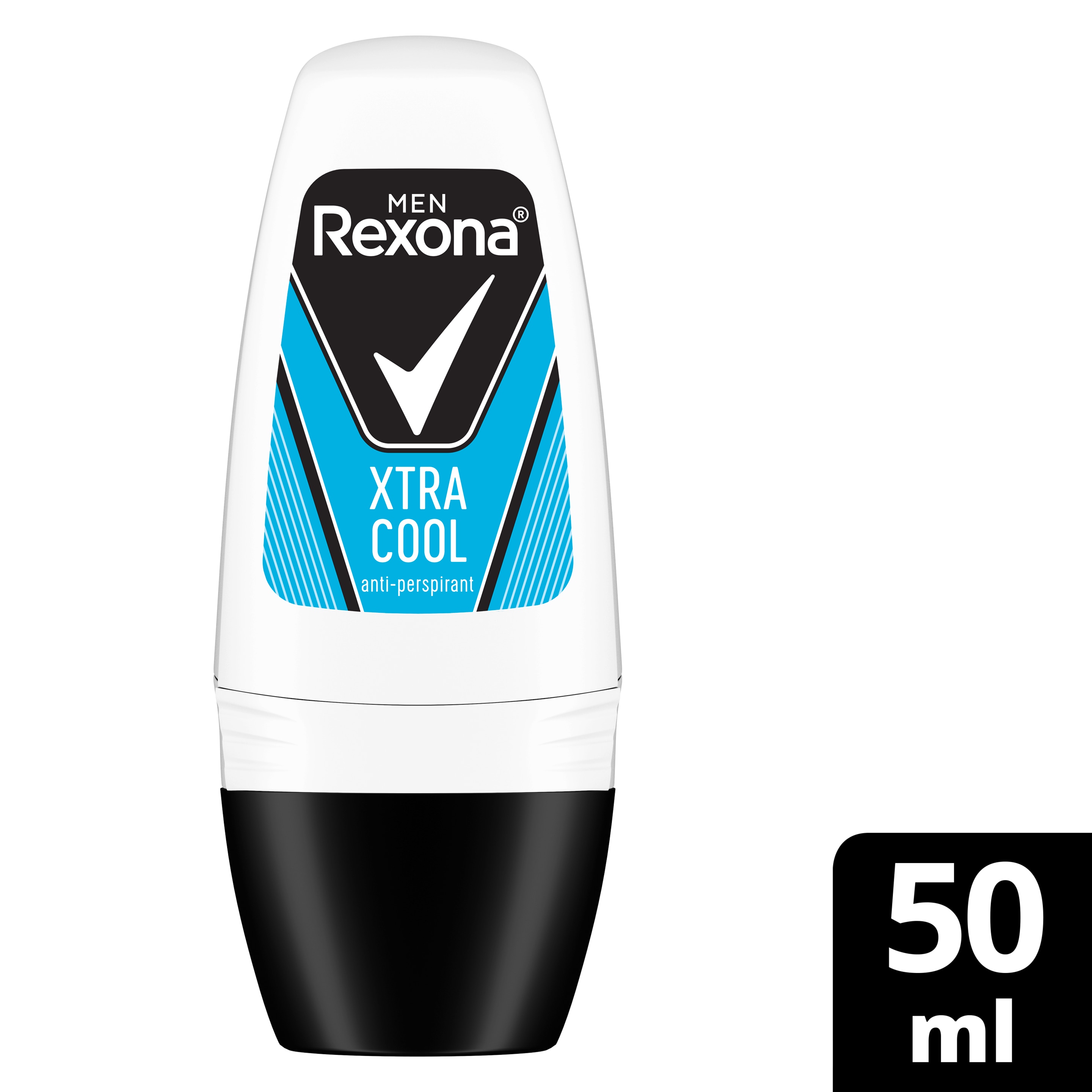 REXONA for Men Antiperspirant Deodorant Roll-On, 48 Hour Sweat and Odor Protection, Xtra Cool, Keeps You Feeling Fresh and Dry, 50ml