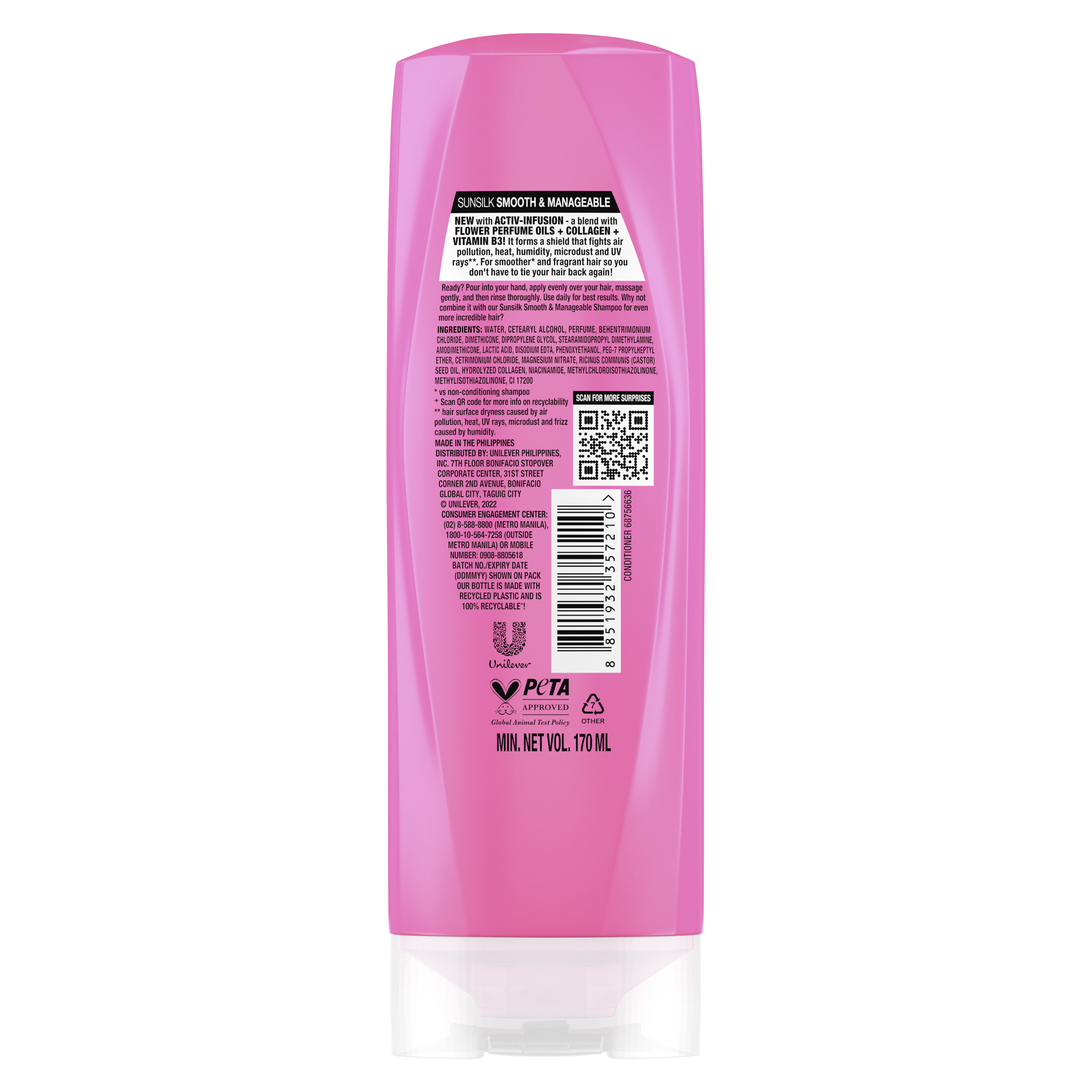 NEW Sunsilk Pink Smooth & Manageable 170ML