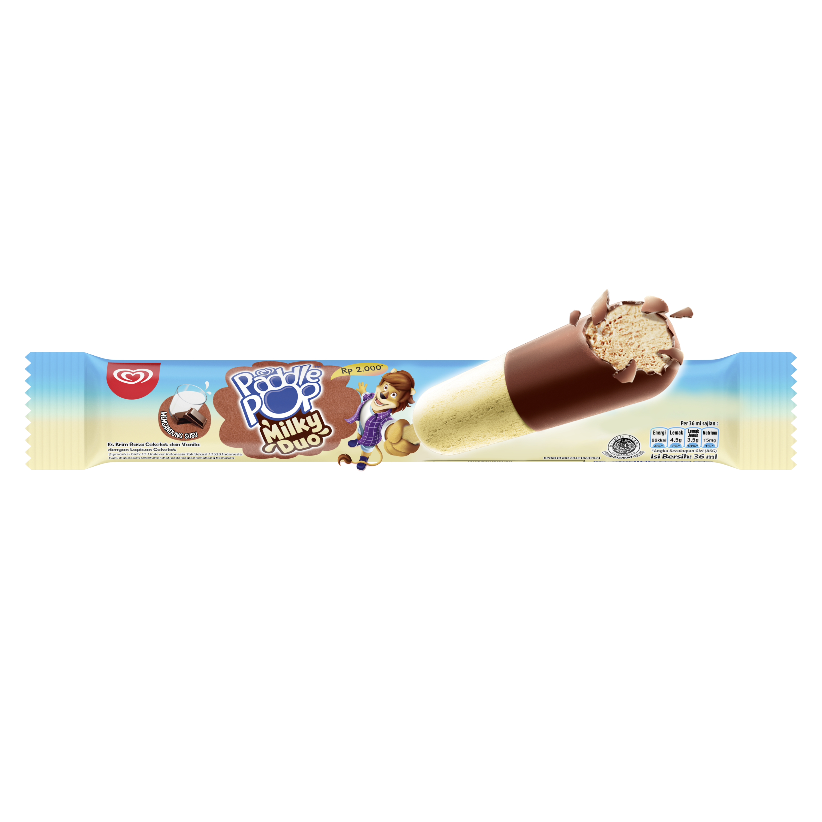 Paddle Pop Milky Duo, Es Krim Cokelat Vanilla