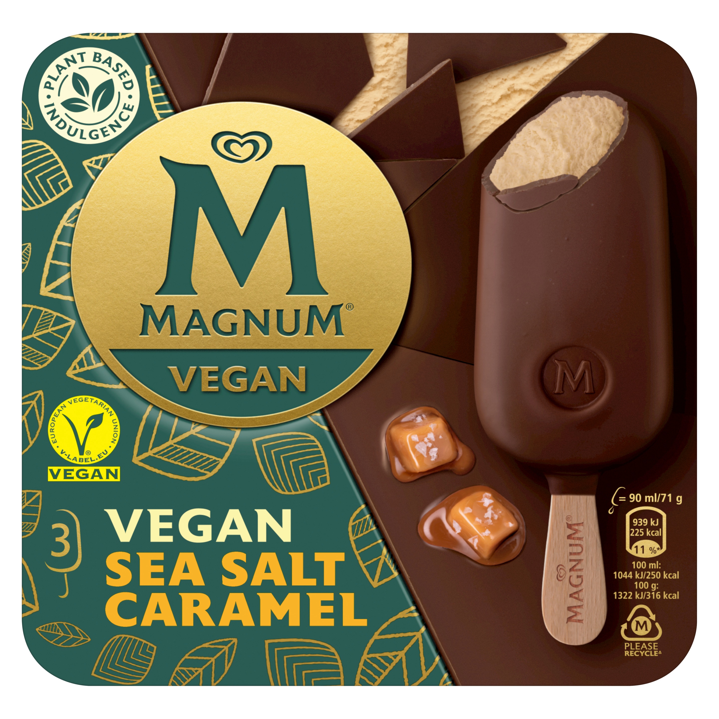 Magnum Vegan Sea Salt Caramel Ice Cream 3 x 90ml Front