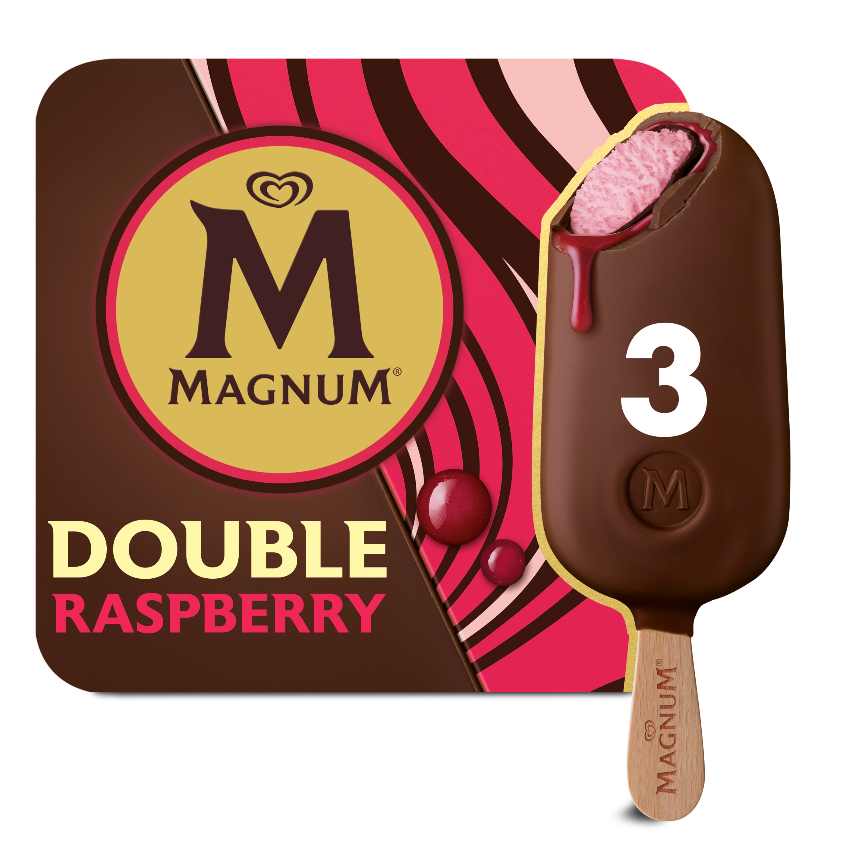 Magnum Double Raspberry Ice Cream 3 x 88ml packshot