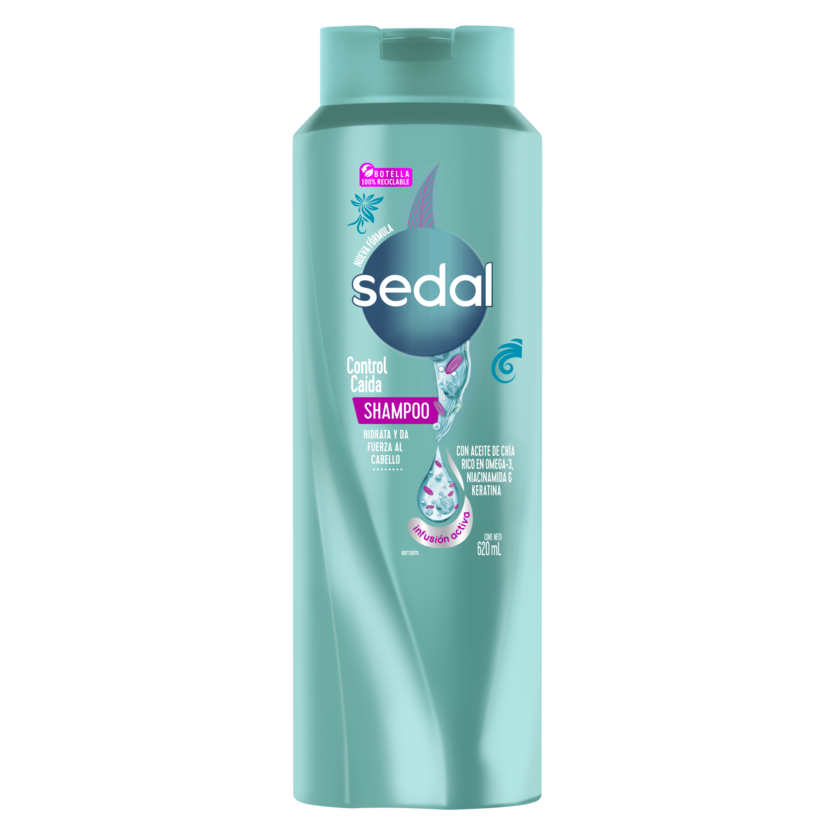 Imagen al frente del paquete Shampoo Sedal Control Caída 620 ml