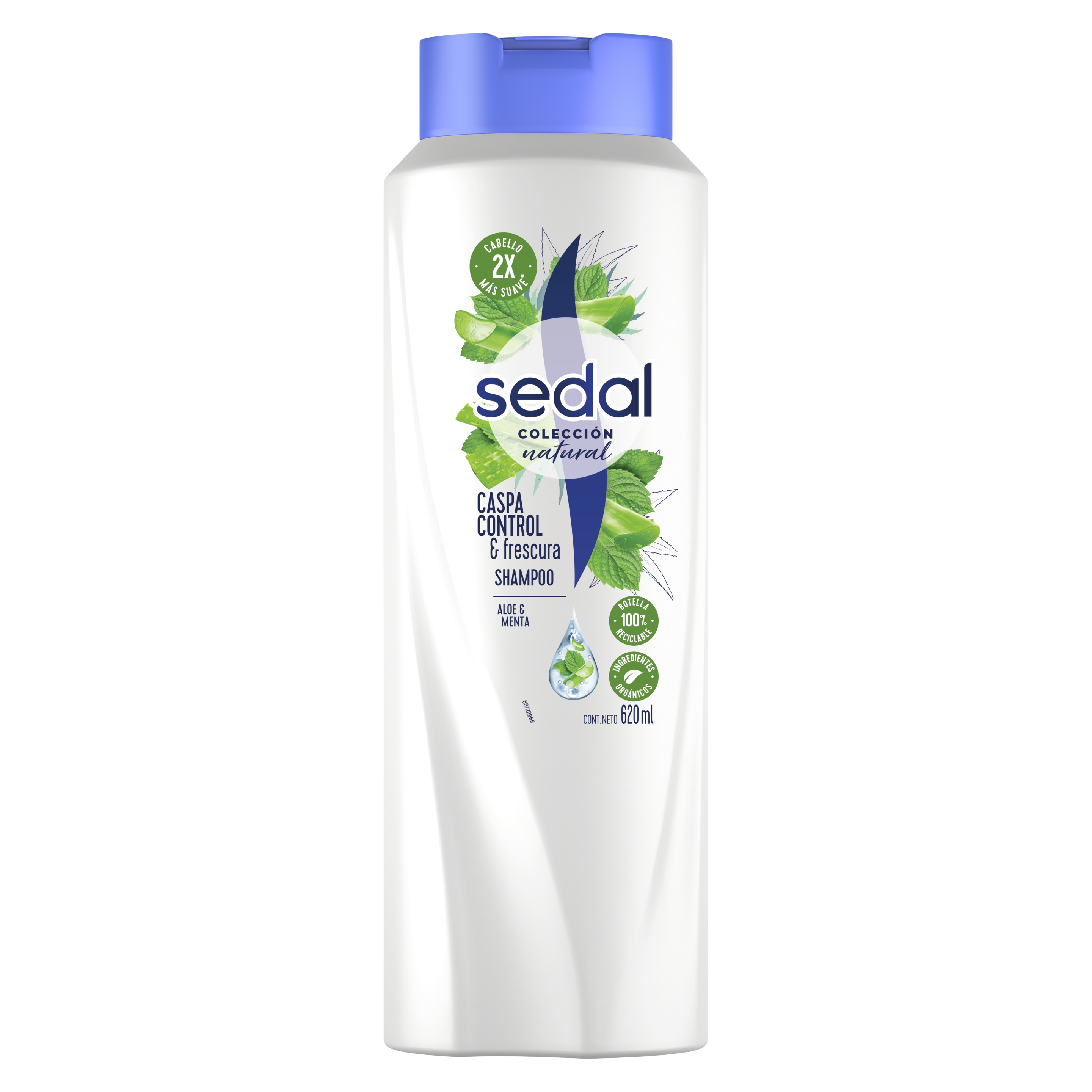 Imagen al frente del paquete Shampoo Sedal Control Caspa y Frescura Aloe y Menta 620 ml