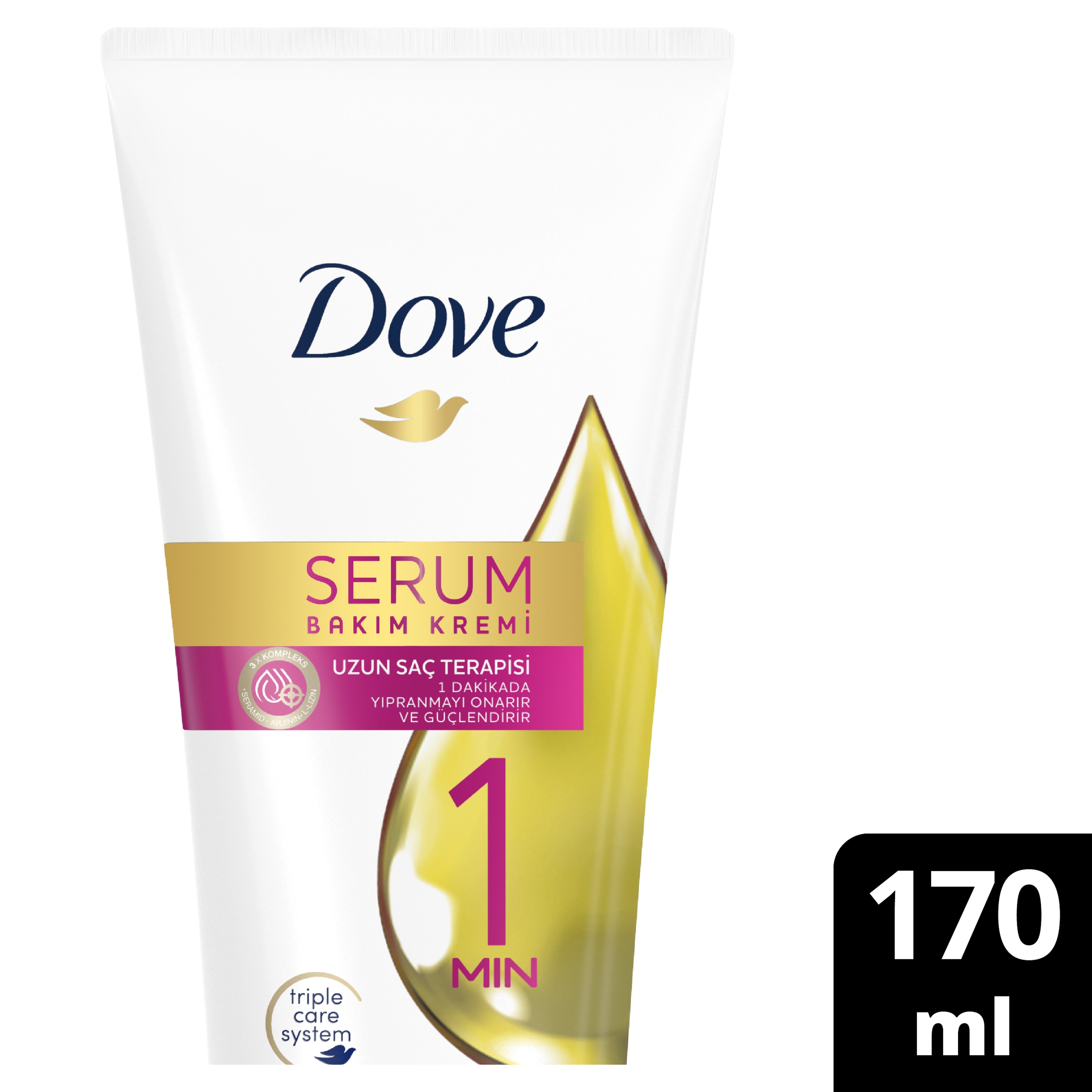 DOVE 1 Minute Serum Saç Bakım Kremi  Uzun Saç Terapisi  170 ml