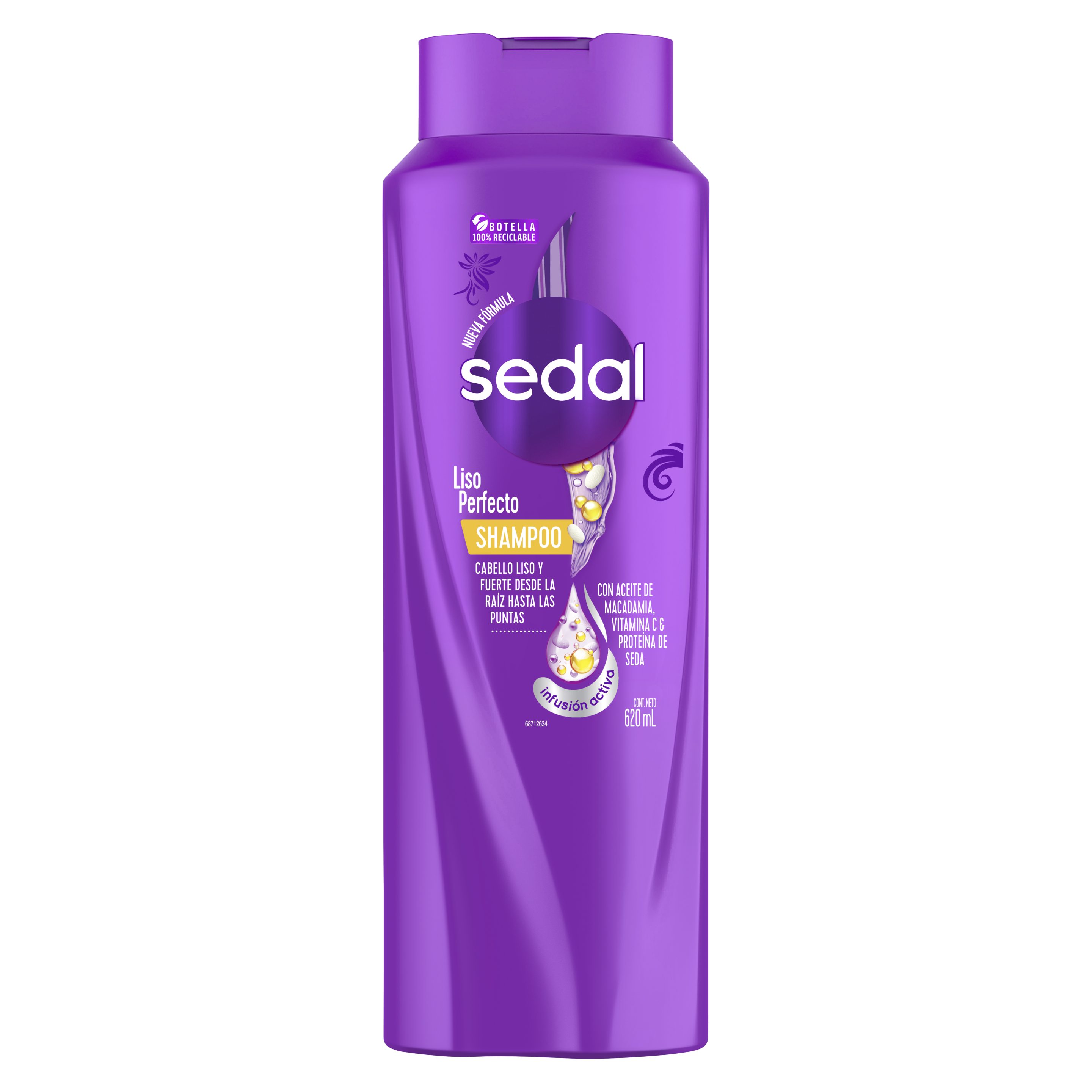 Imagen al frente del paquete Shampoo Sedal Liso perfecto  620 ml