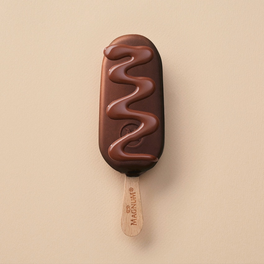 Magnum Classic with chocolate drizzled on it