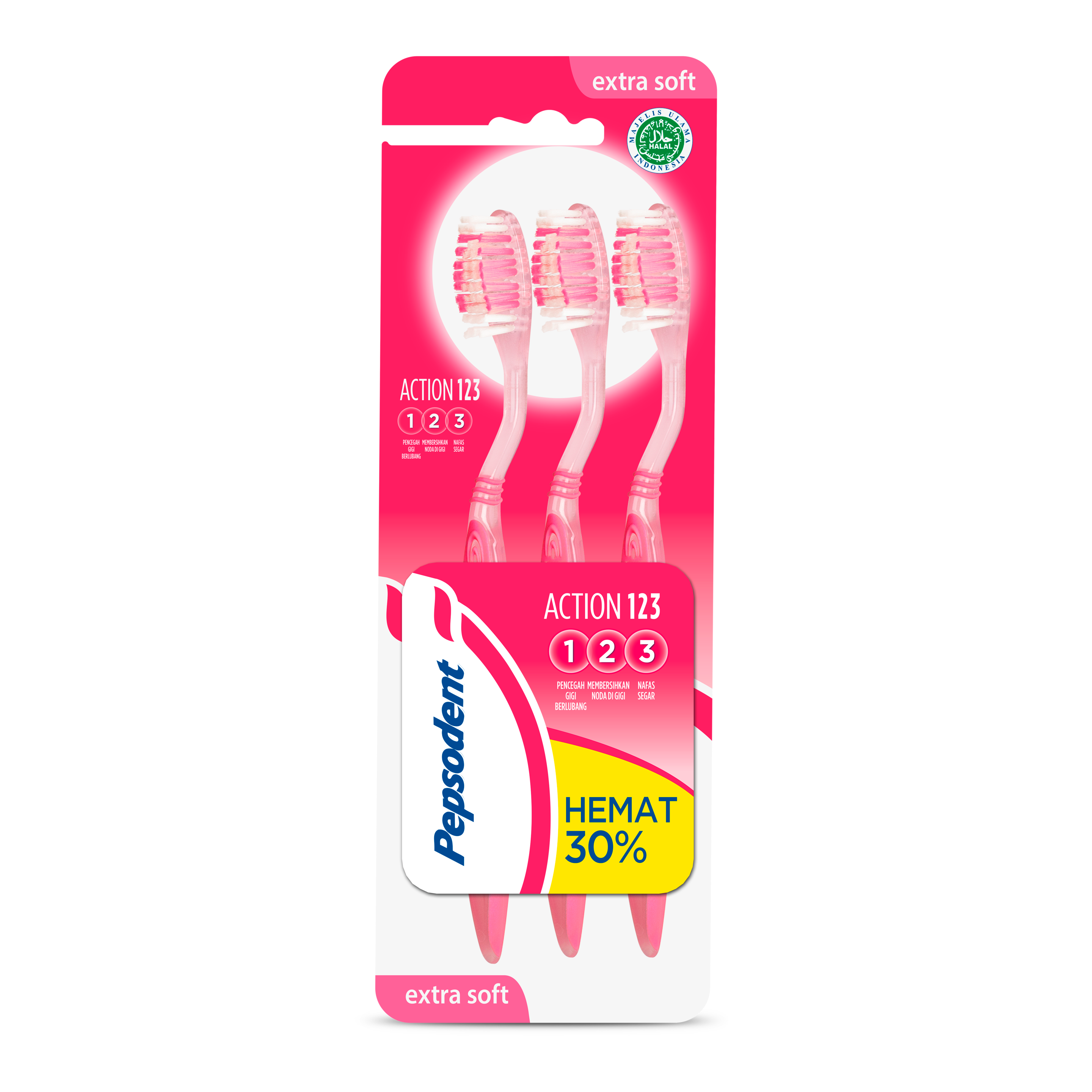 Sikat Gigi Pepsodent Triple Clean Medium Multipack isi 3