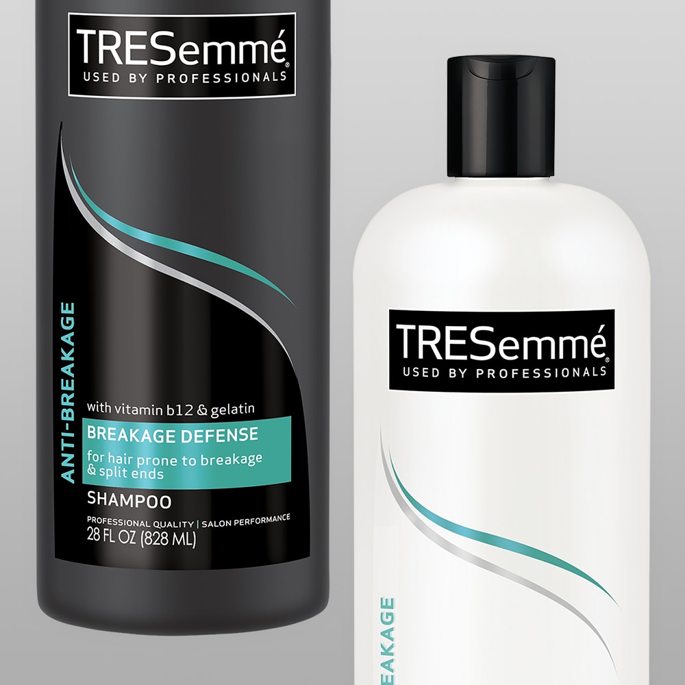 Product shot of the TRESemmé Anti-Breakage shampoo and conditioner