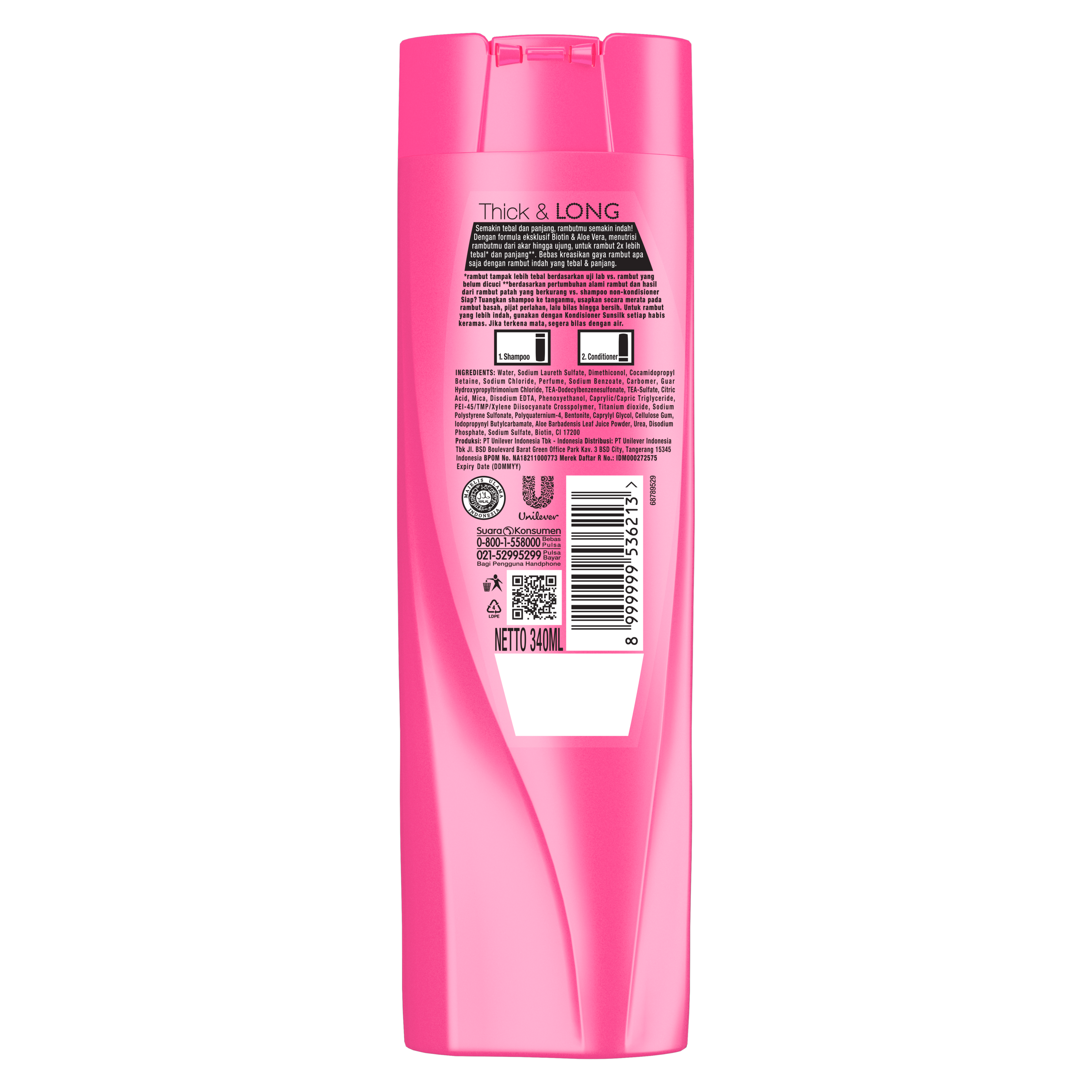 SUNSILK  SHAMPO THICK AND LONG Aloevera dan biotin Rambut 2x lebih panjang 340ML packshot