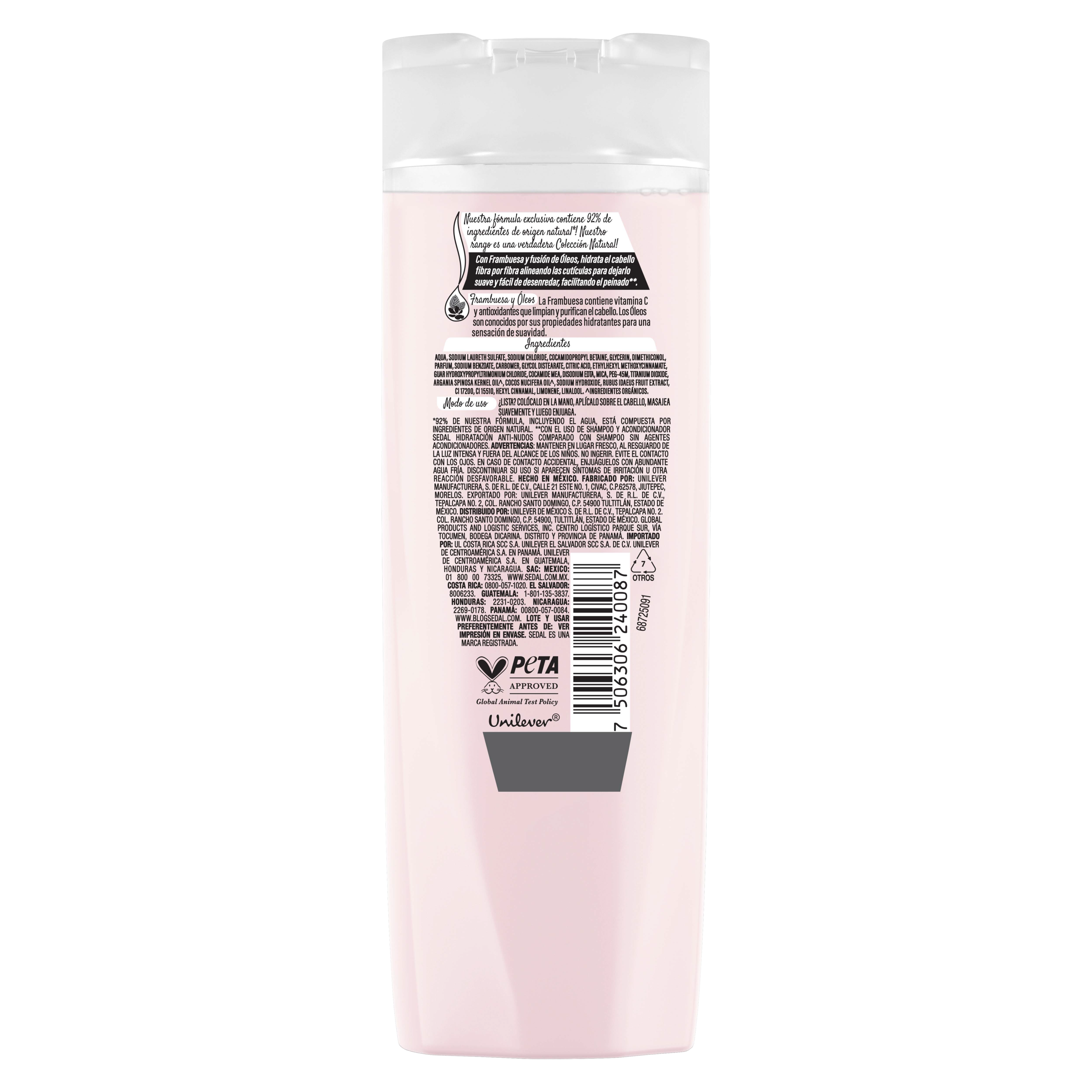 Shampoo Sedal Hidratación Anti Nudos Frambuesa y Óleos  620ml
