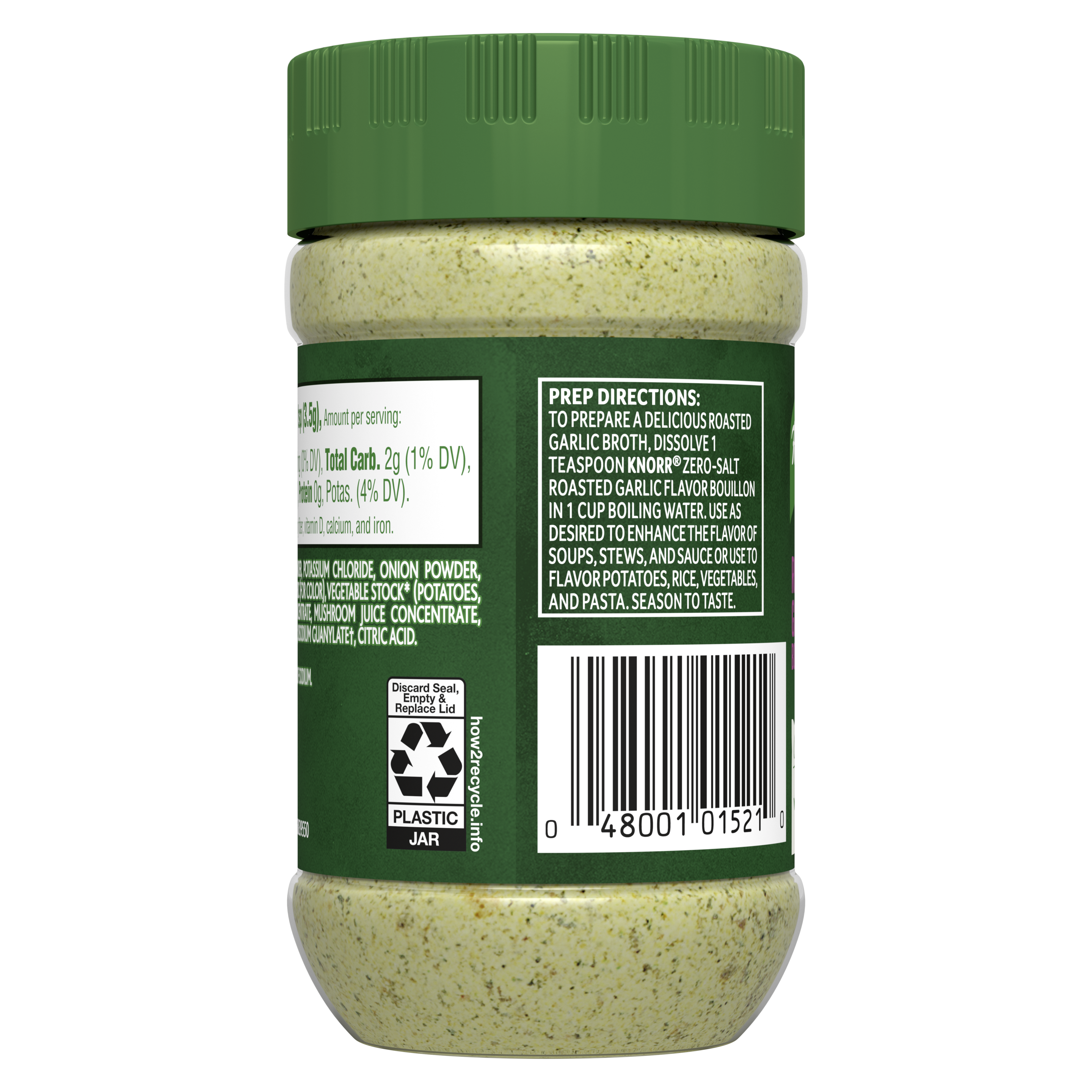 Knorr Zero Salt Roasted Garlic Bouillon Back of Pack