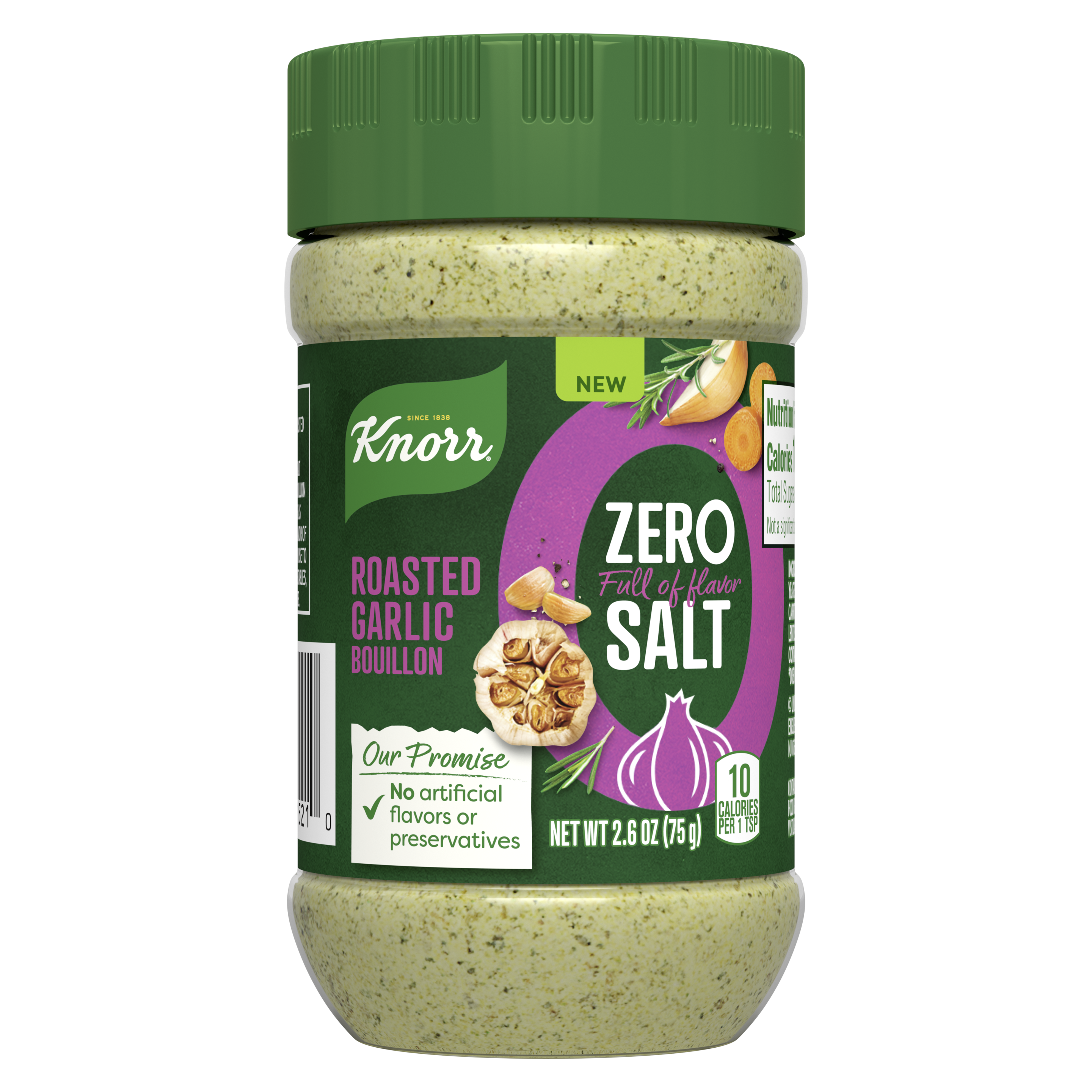 Knorr Zero Salt Roasted Garlic Bouillon Front of Pack