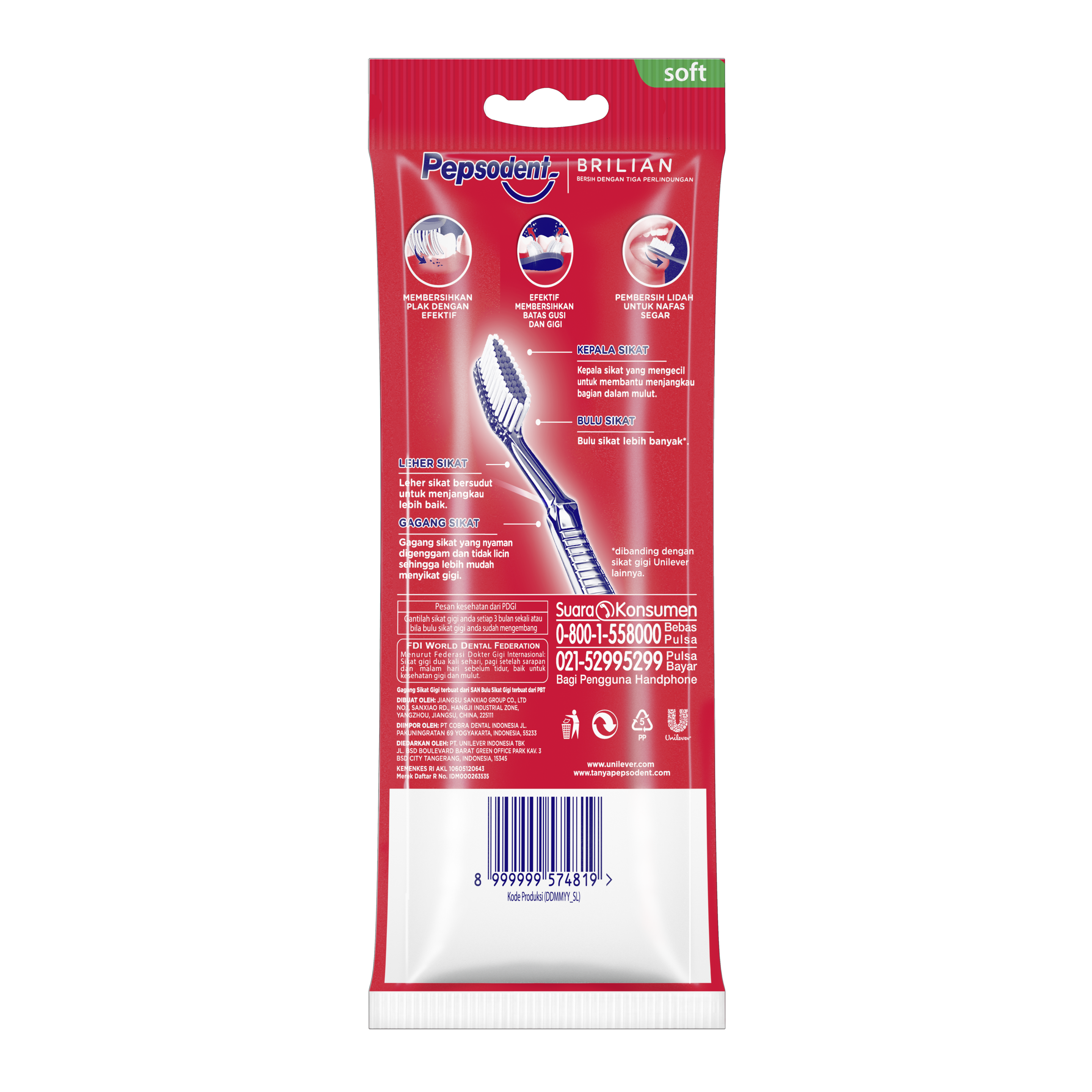 Sikat Gigi Pepsodent Brilian Soft