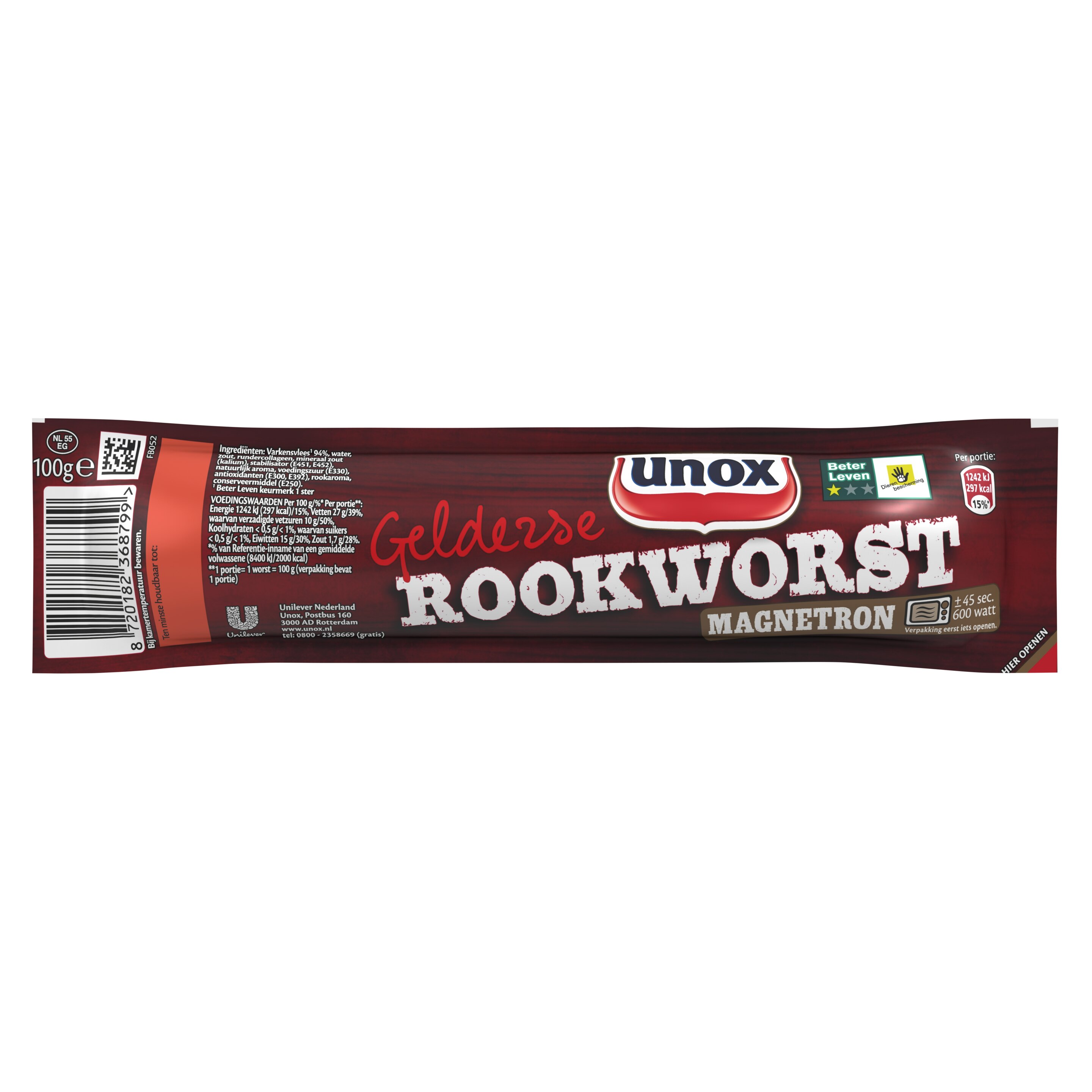 Unox  Rookworst gelderse magnetron 100 g packshot