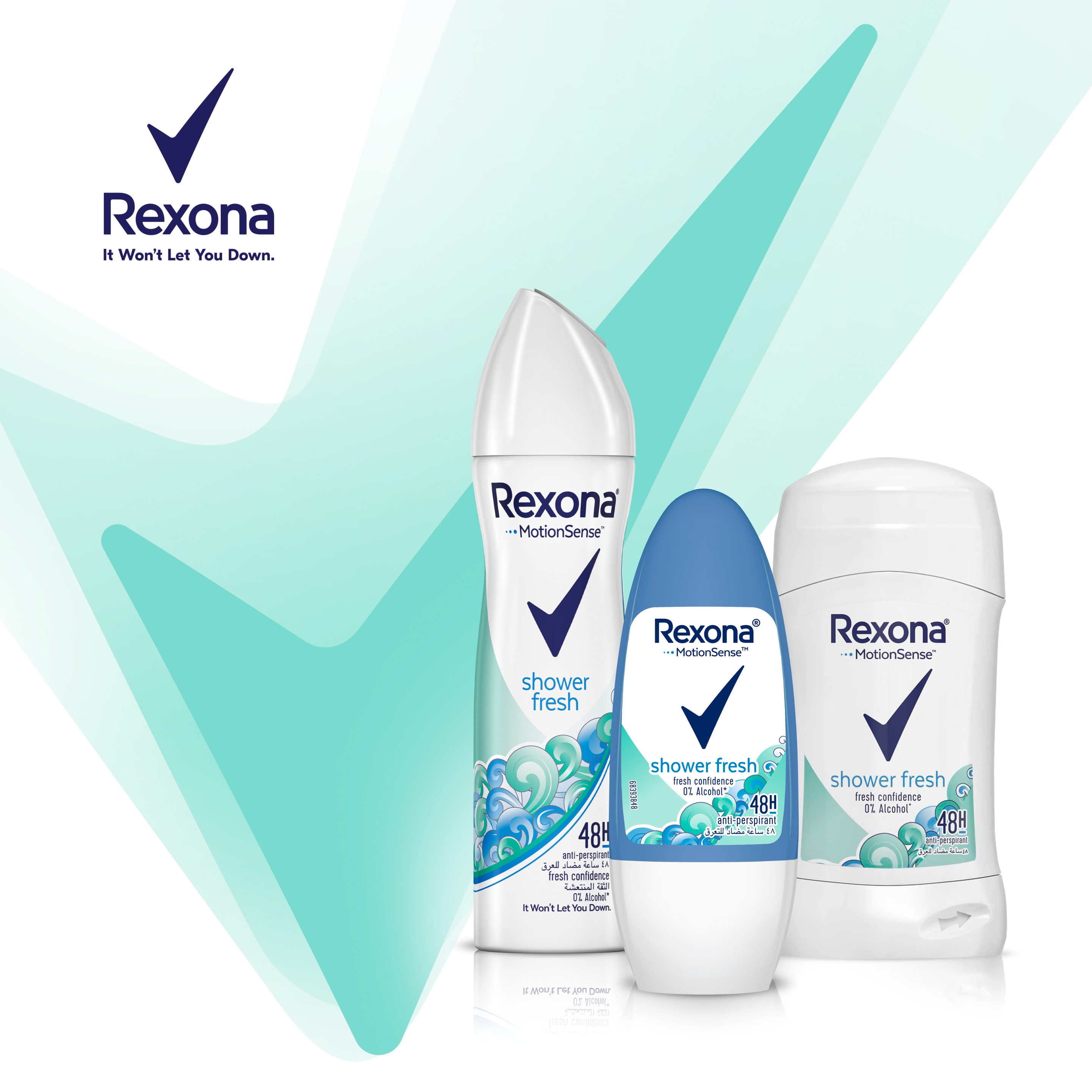 Rexona for Women Antiperspirant Deodorant Roll-On, 48 Hour Sweat and Odor Protection, Shower Fresh, Keeps You Feeling Fresh and Dry, 50ml