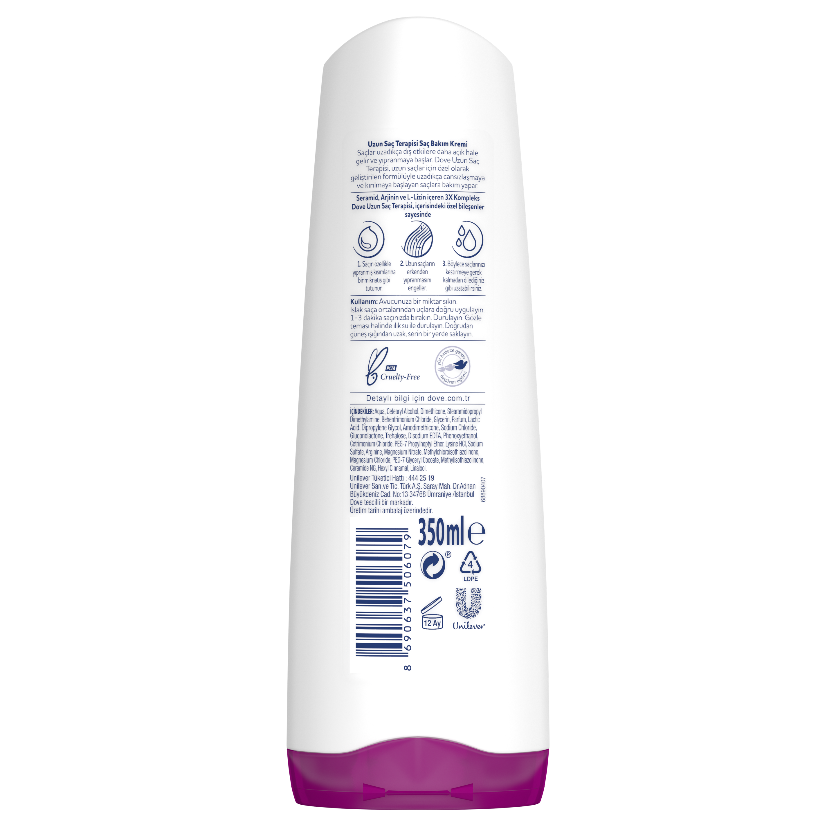 Dove  Saç Bakım Kremi  Uzun Saç Terapisi Uzun Yıpranmış Saçlar İçin 350 ml