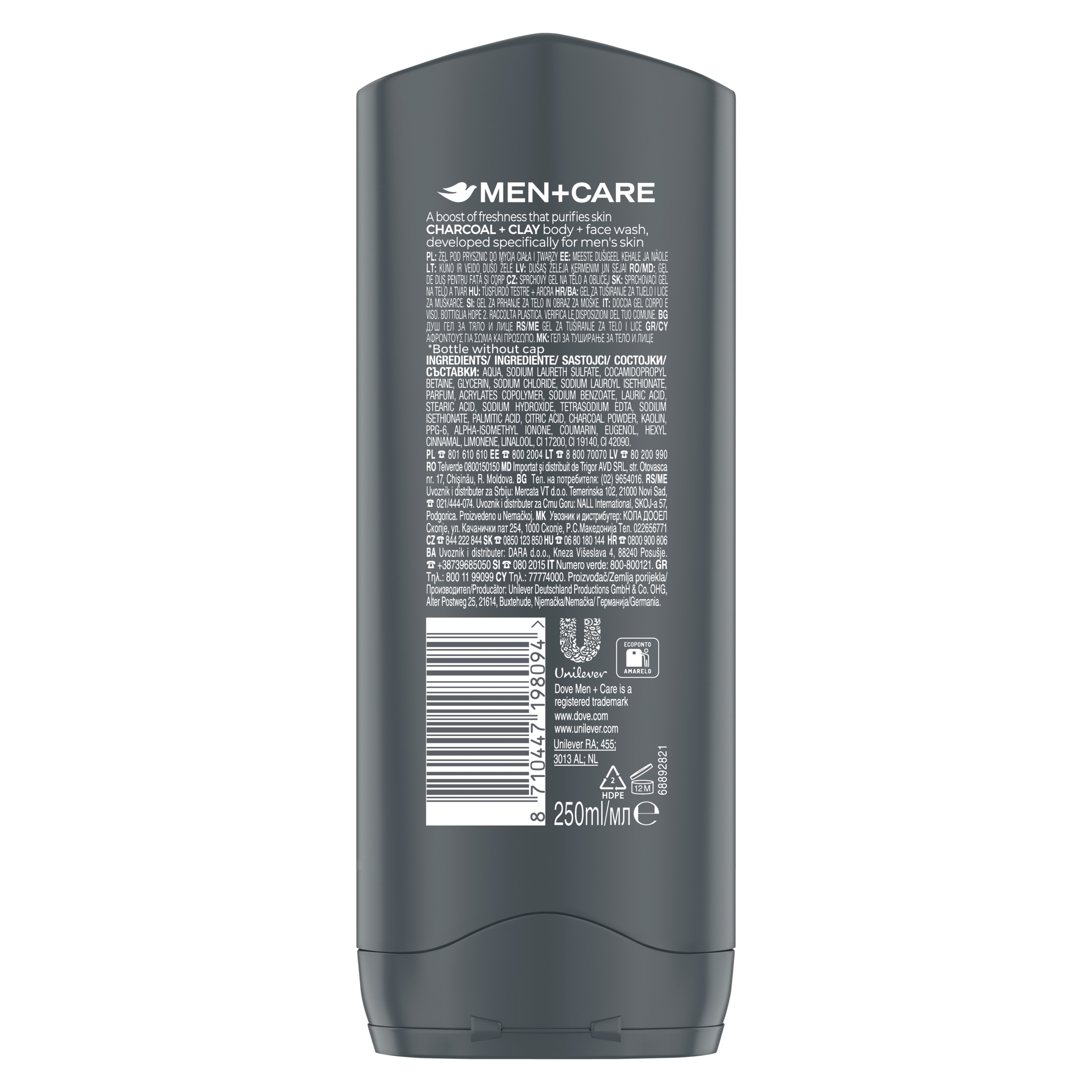 Gel de duș pentru corp și față Men+Care Charcoal & Clay
