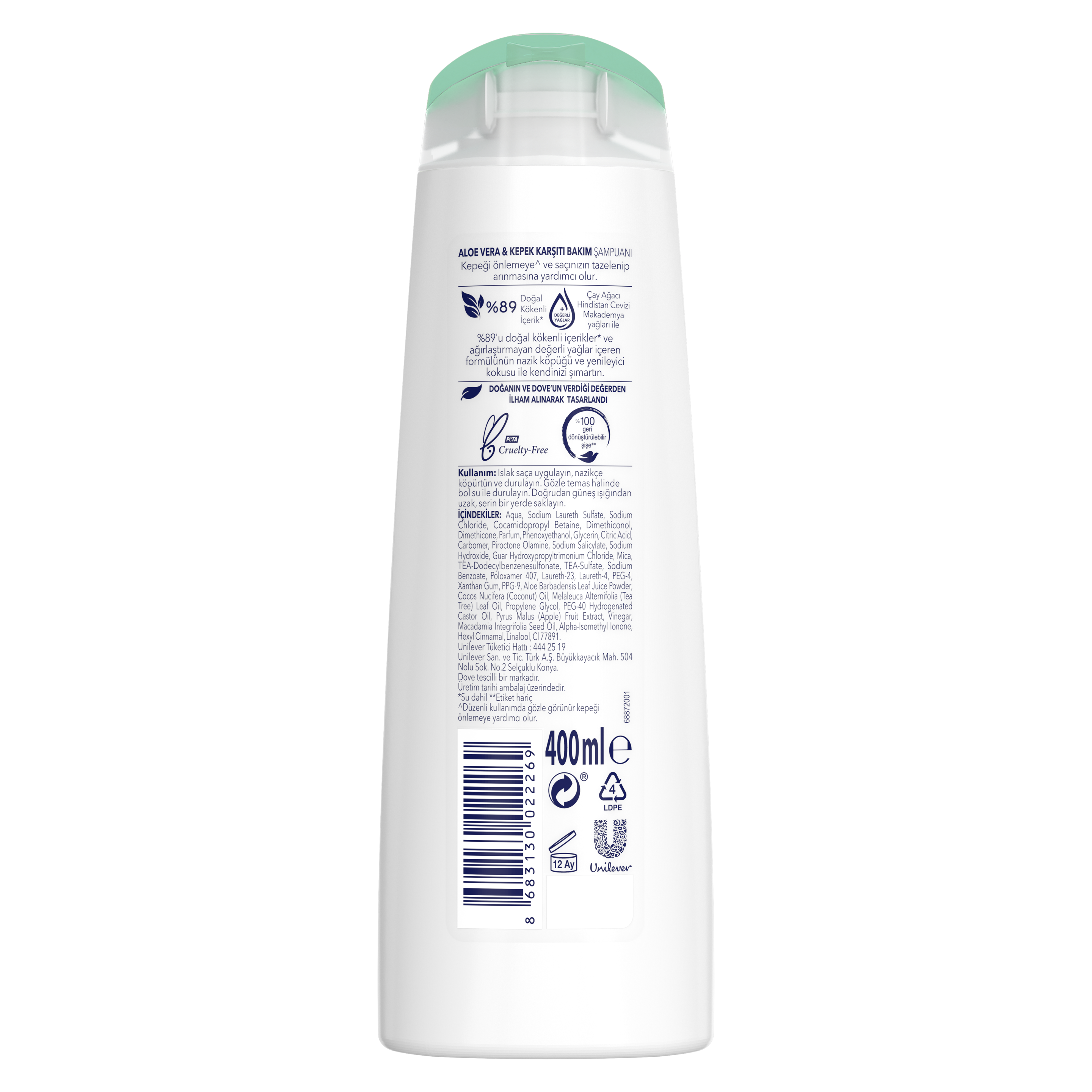 Dove  Saç Bakım Şampuanı  Aloe Vera Kepek Karşıtı Bakım 400 ml