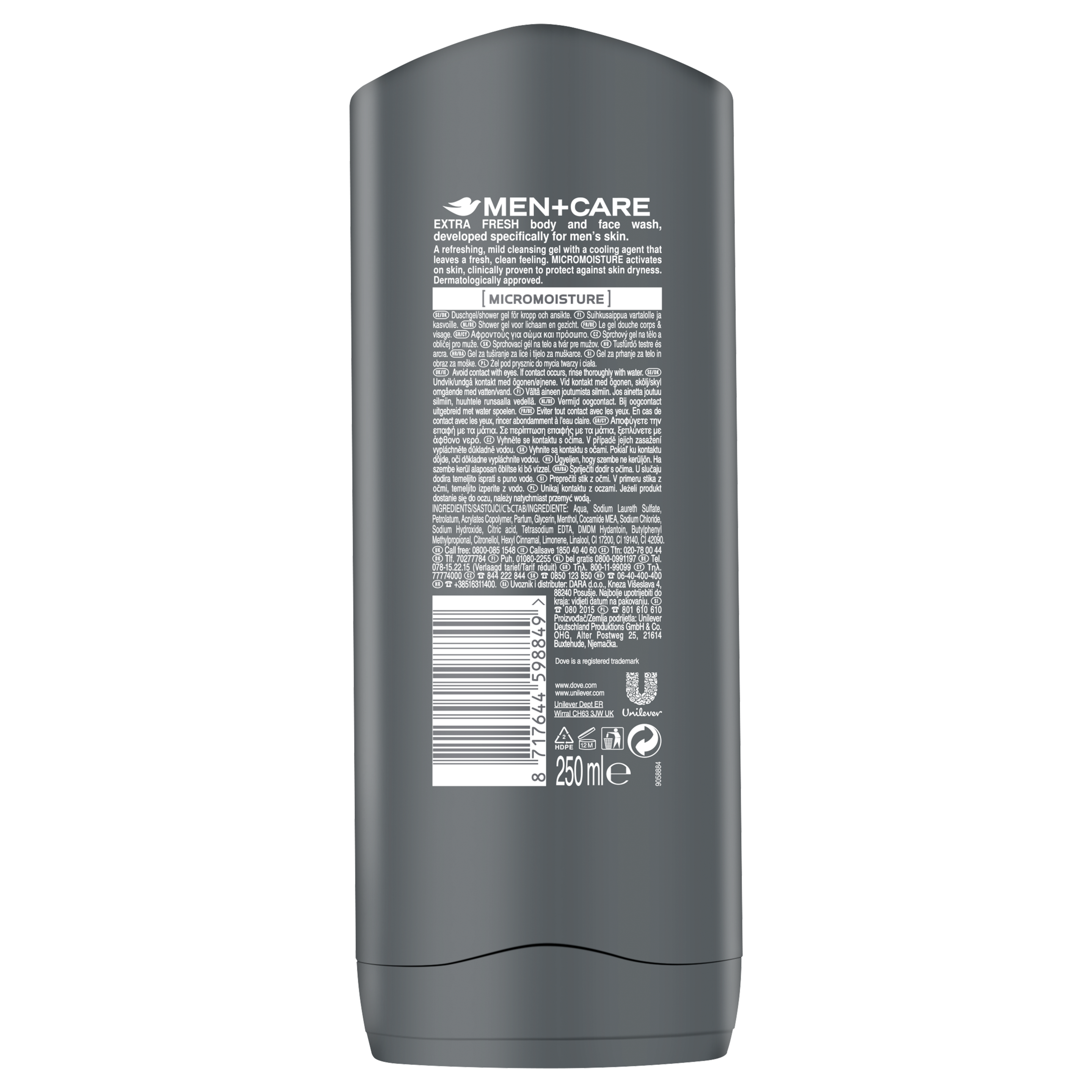 Gel de duș pentru corp și față Men+Care Extra Fresh