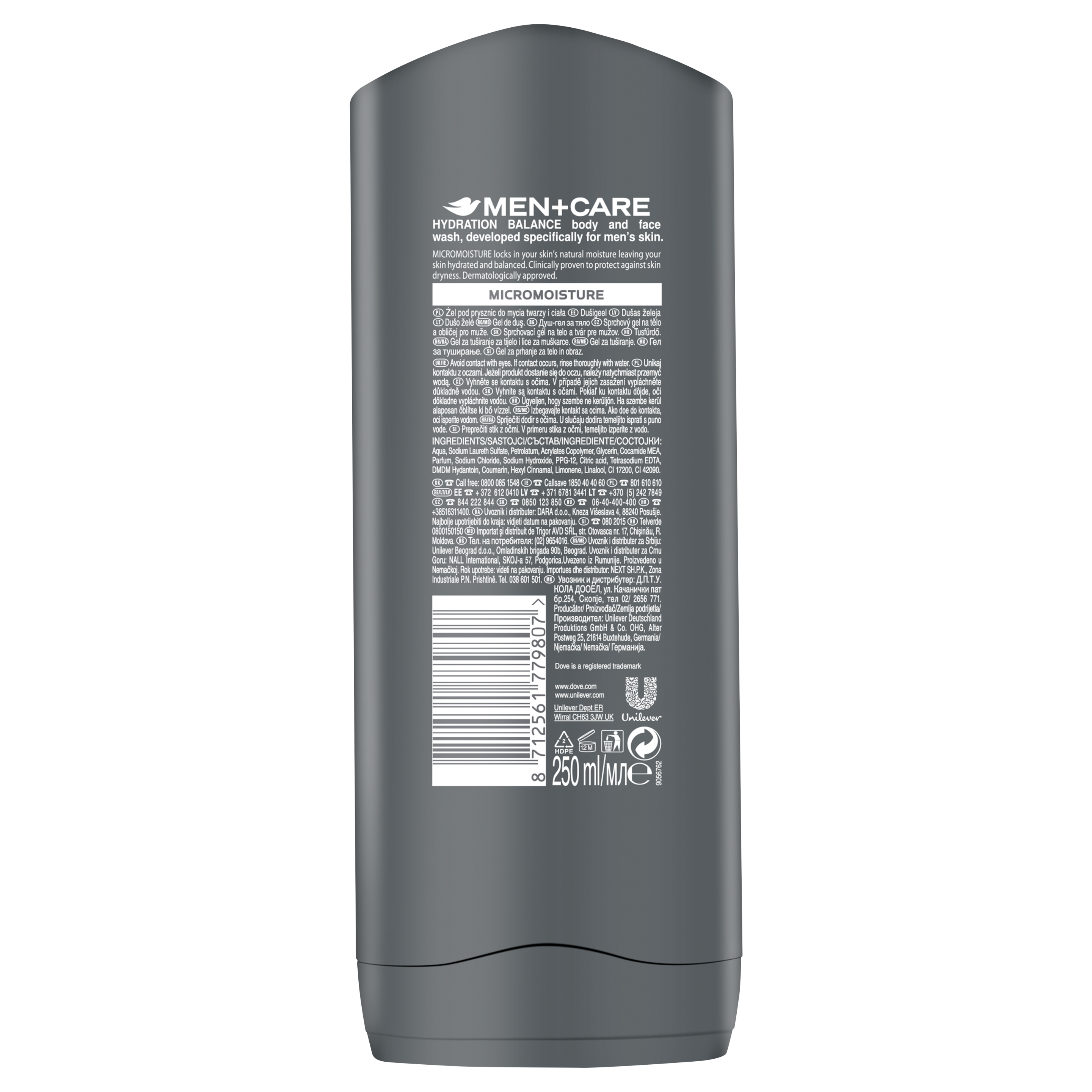 Gel de duș pentru corp și față Men+Care Hydration Balance