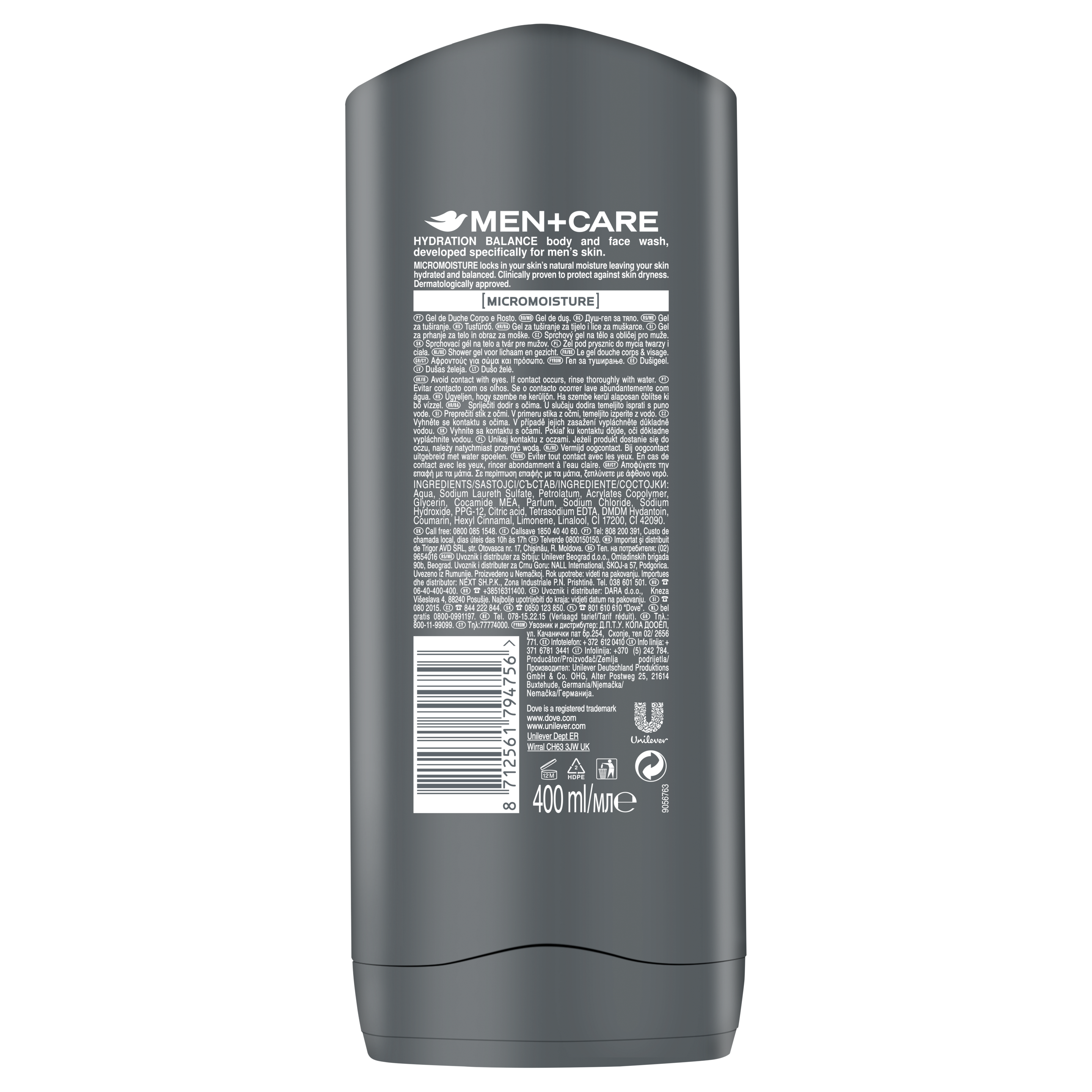 Gel de duș pentru corp și față Men+Care Hydration Balance