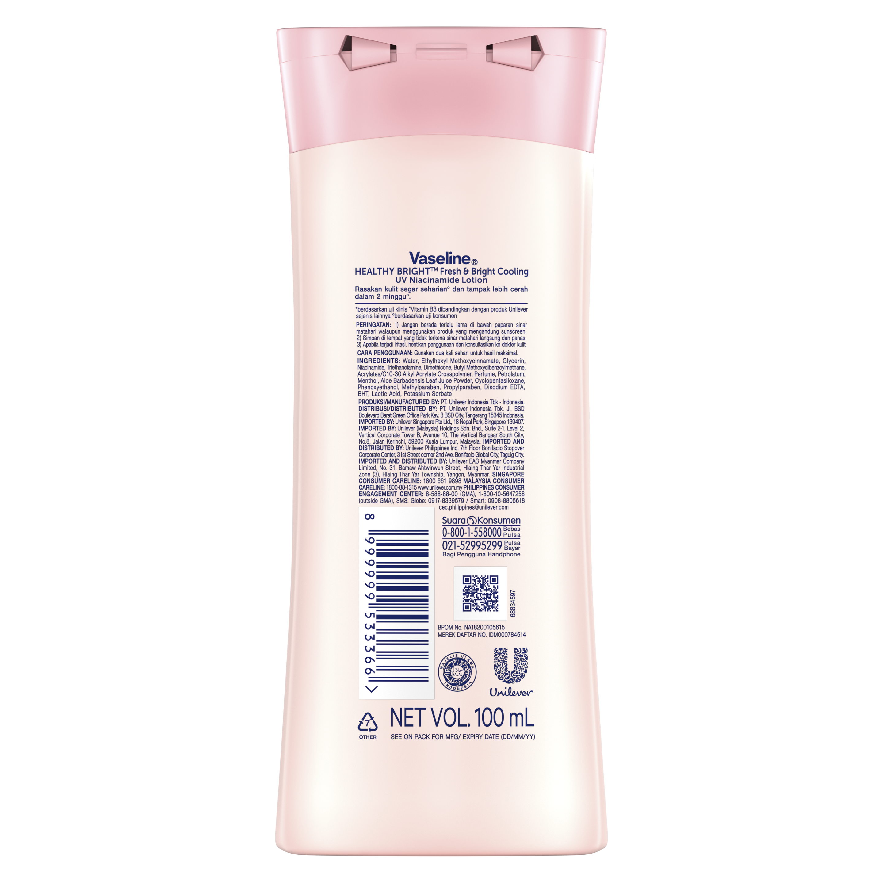 Vaseline® Healthy Bright Fresh & Bright Cooling UV Lotion 100ml front