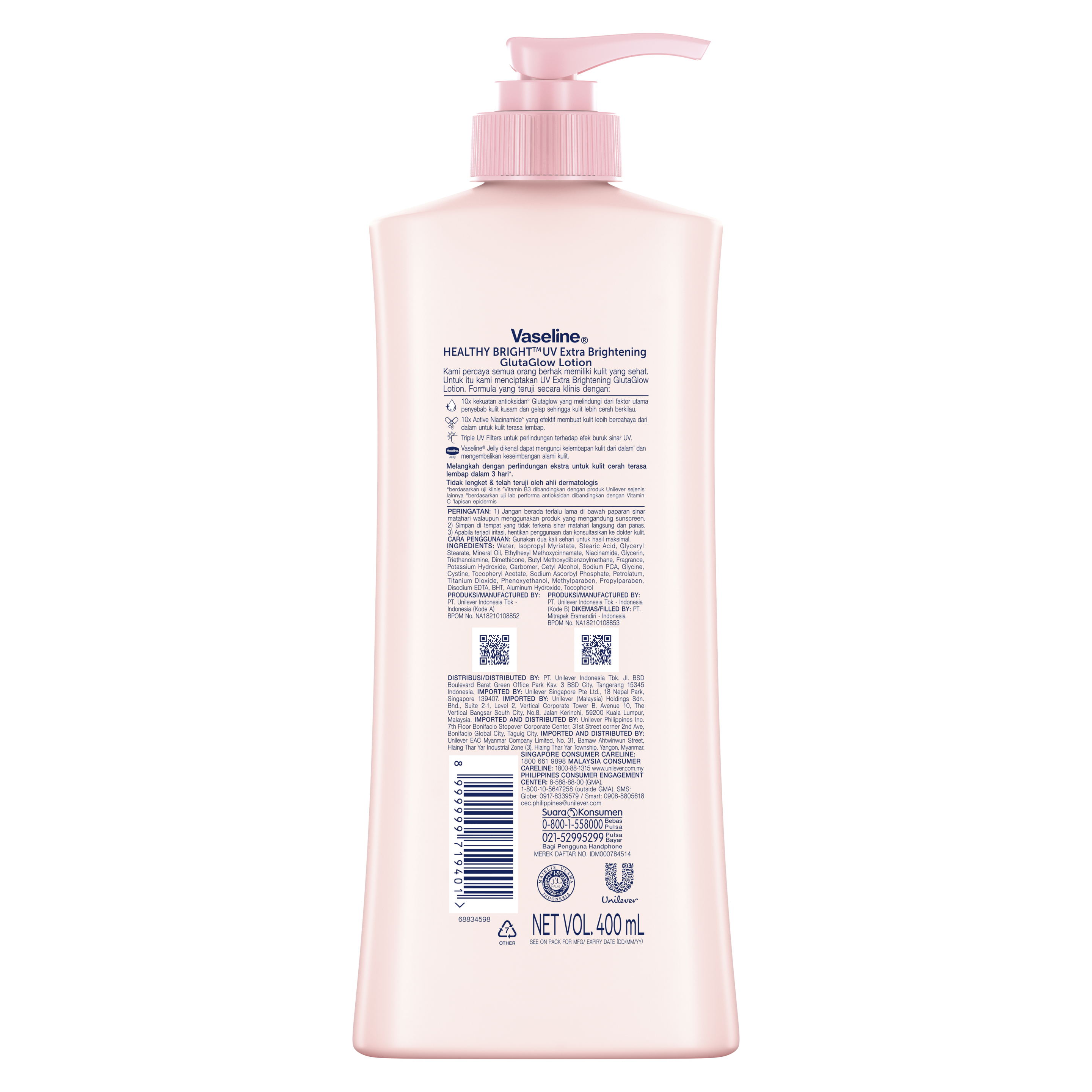 Vaseline® Healthy Bright Uv Brightening Lotion 400ml  back