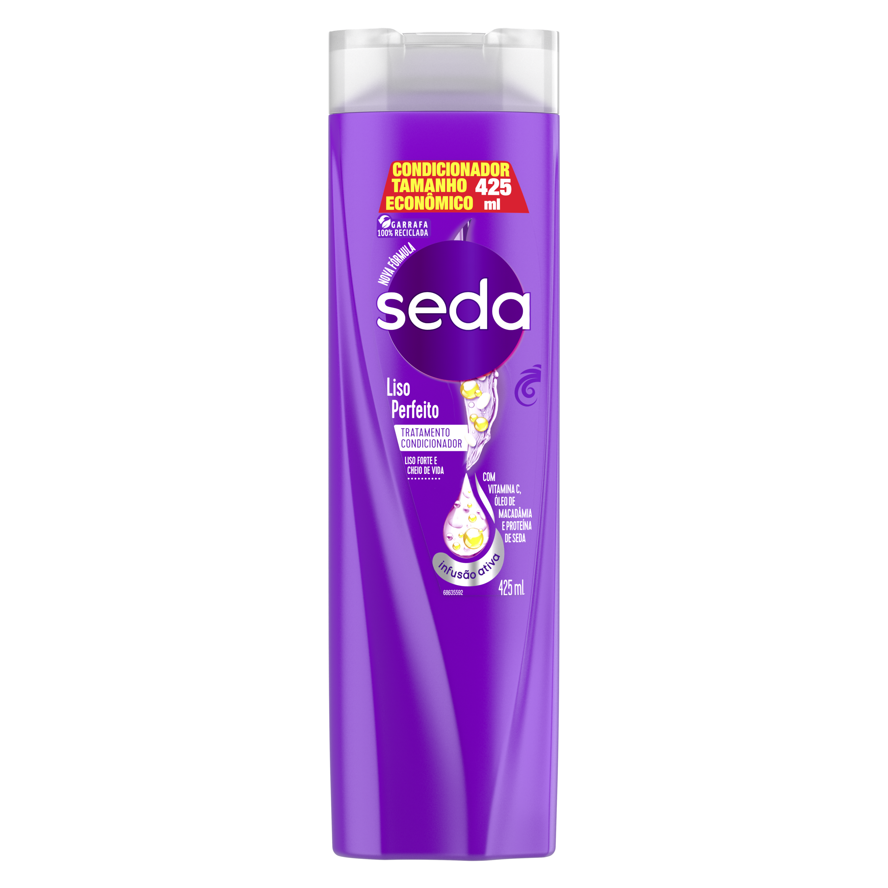 Uma imagem frontal da embalagem de Condicionador Seda Liso Perfeito 425ml