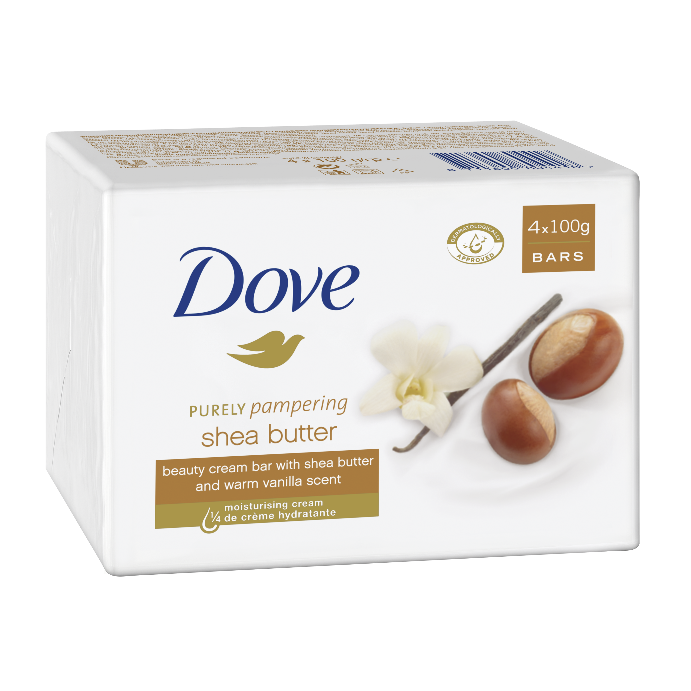 Dove Săpun-cremă Purely Pampering Shea Butter with Warm Vanilla 4x100g