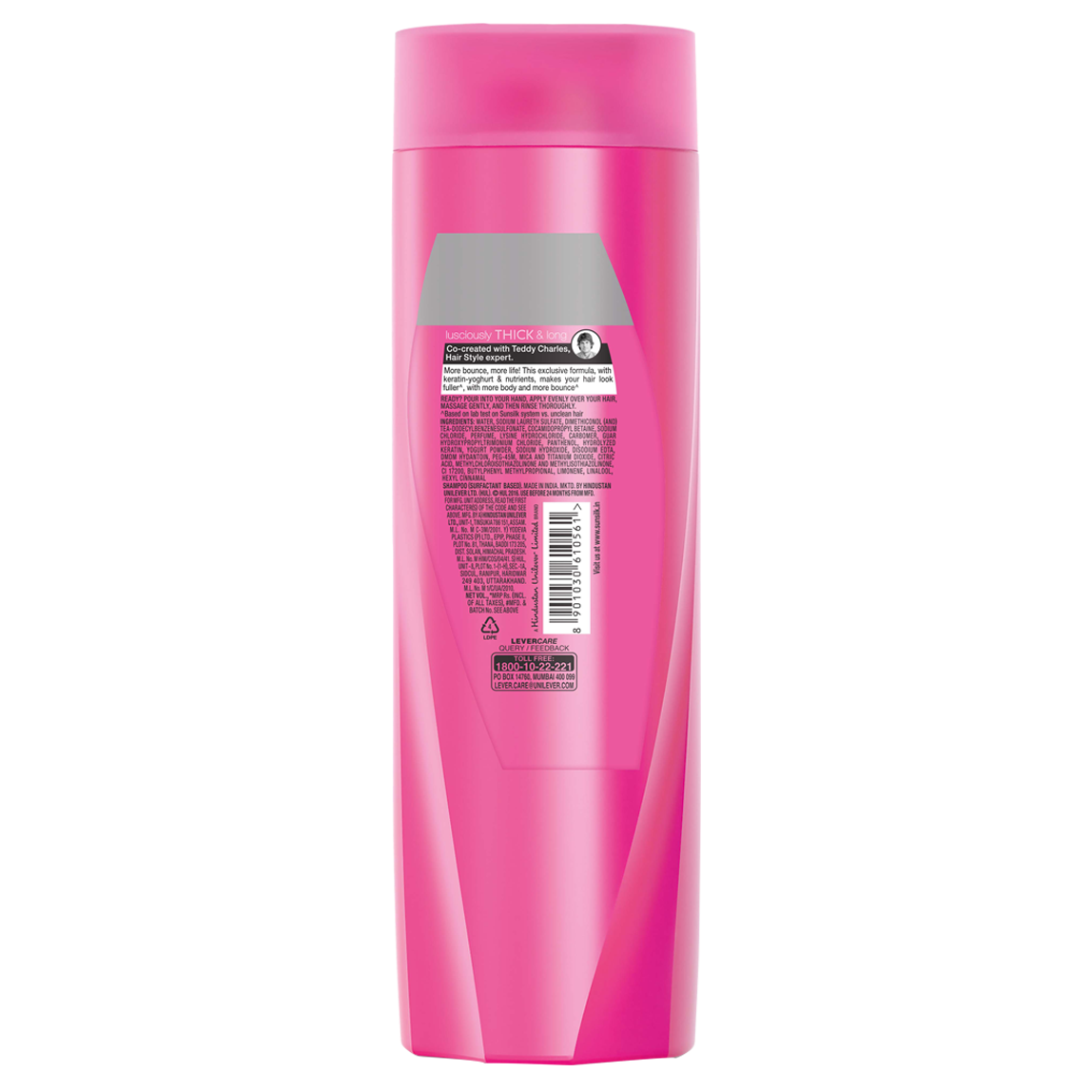 A bottle of Lusciously Thick & Long Shampoo 180ml back of pack image