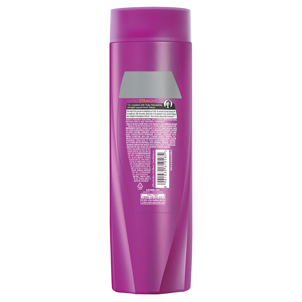 A bottle of Perfect Straight Shampoo 180ml back of pack image