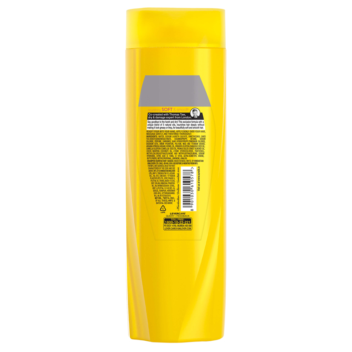 A bottle of Nourishing Soft & Smooth Shampoo180ml back of pack image