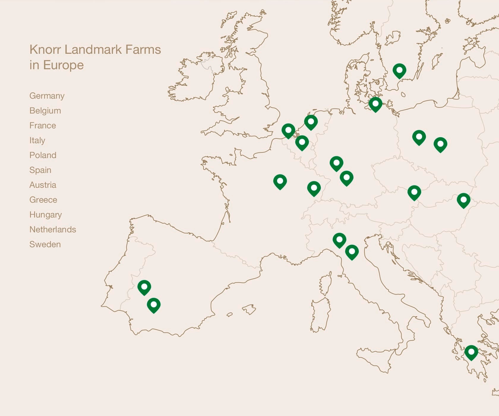 Knorr Landmark farms in Europe | Germany, Belgium, France, Italy, Poland, Spain, Austria, Greece, Hungary, Netherlands, Sweden