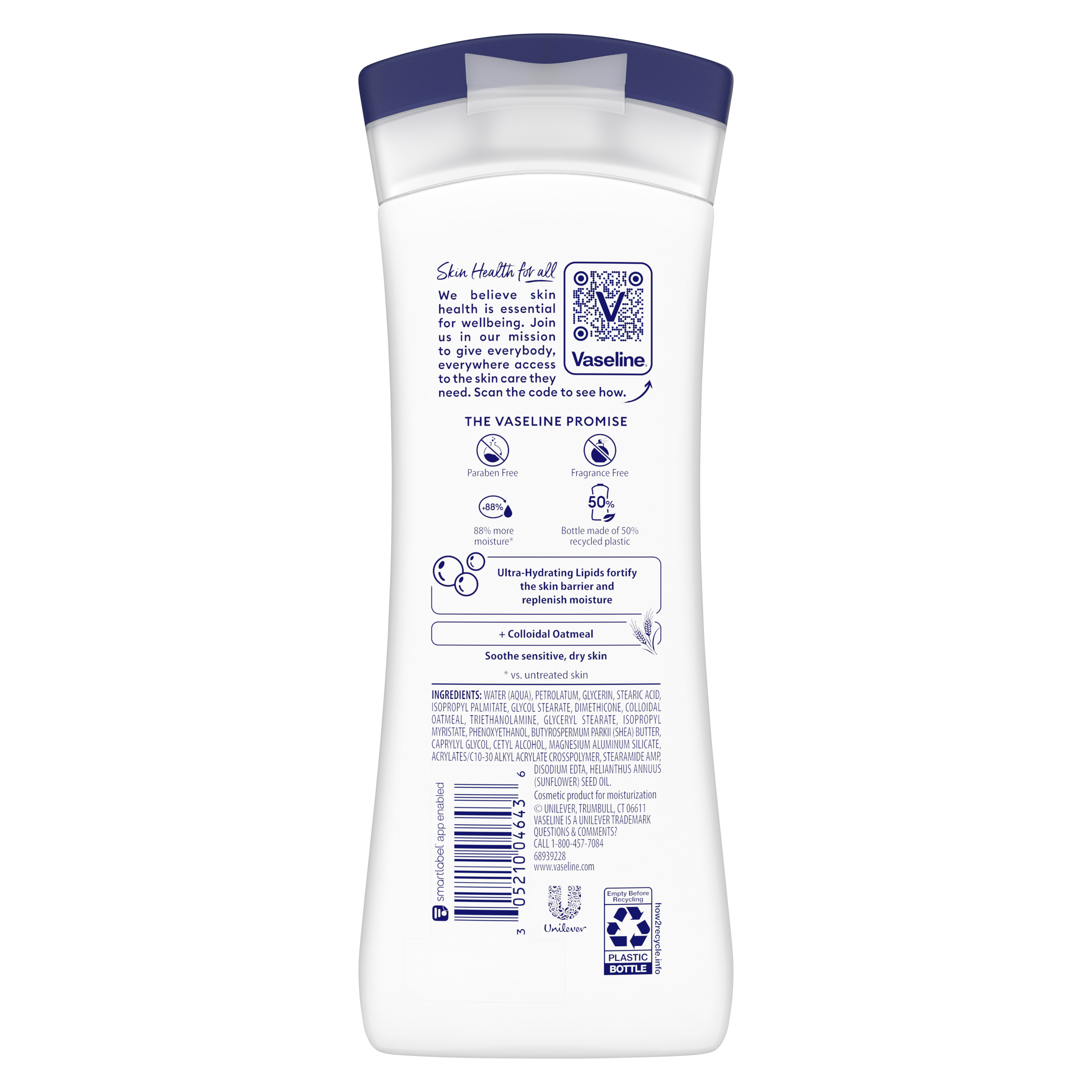 Vaseline® Intensive Care™ Sensitive Skin Relief back of pack