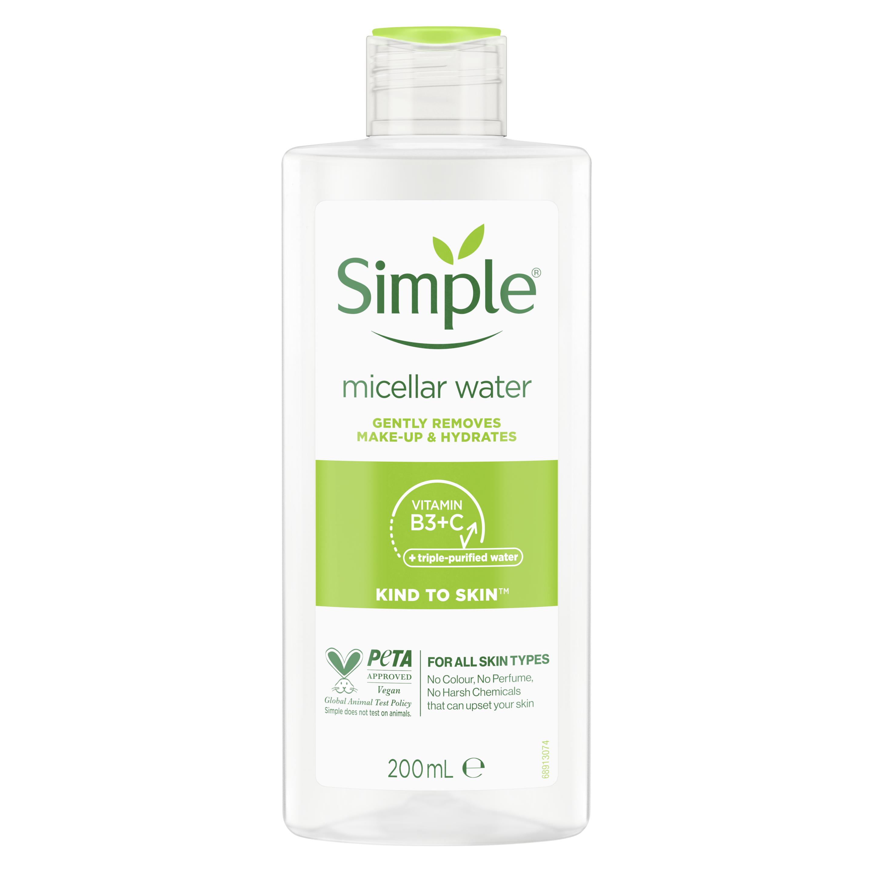 Nước tẩy trang Simple Micellar tẩy trang sạch trang điểm vượt trội không chứa cồn gây khô rát da kèm dưỡng ẩm [CHÍNH HÃNG ĐỘC QUYỀN] 200ml packshot