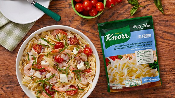 Creamy Caprese Shrimp Pasta Salad