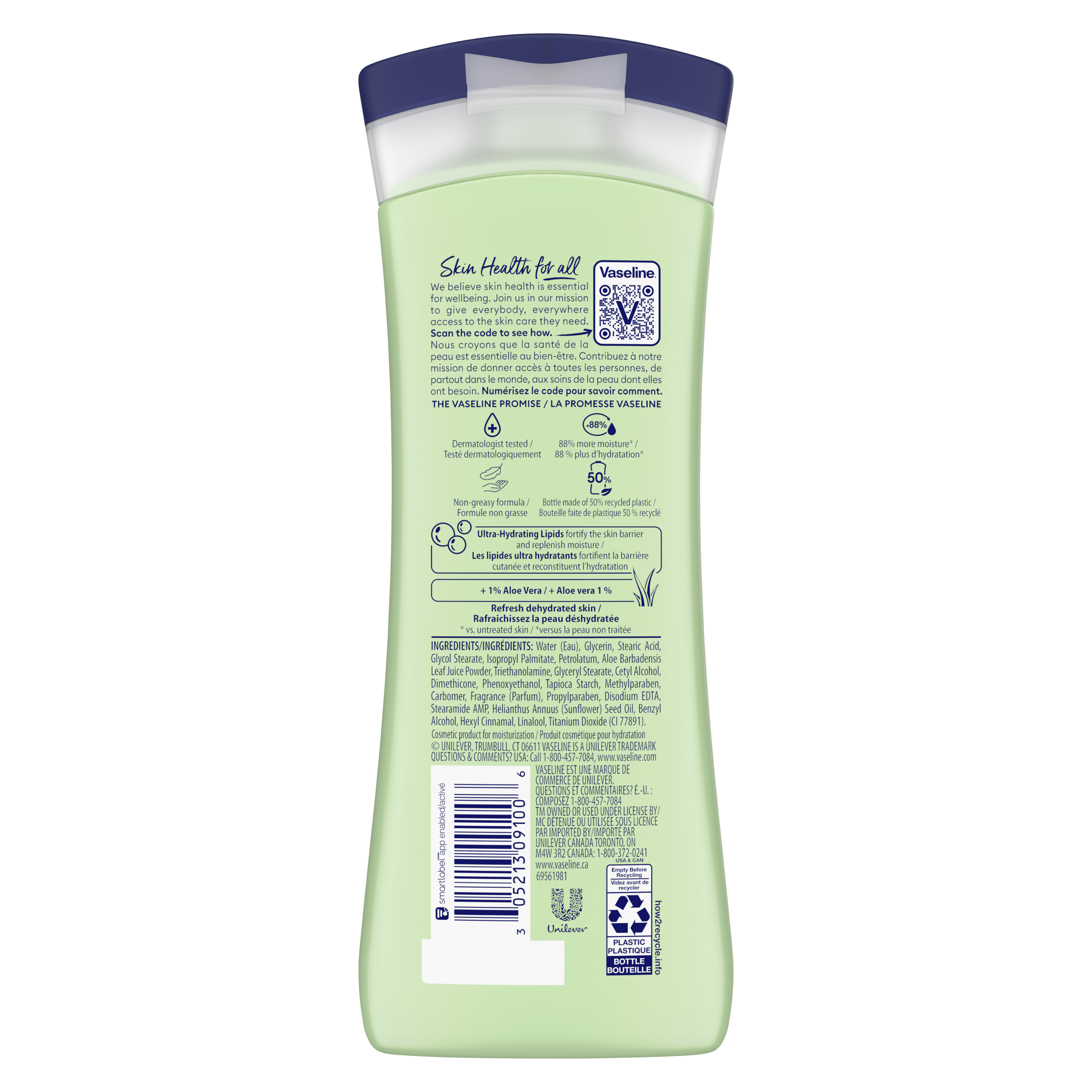 Vaseline® Intensive Care™ Soothing Hydration Lotion back of pack