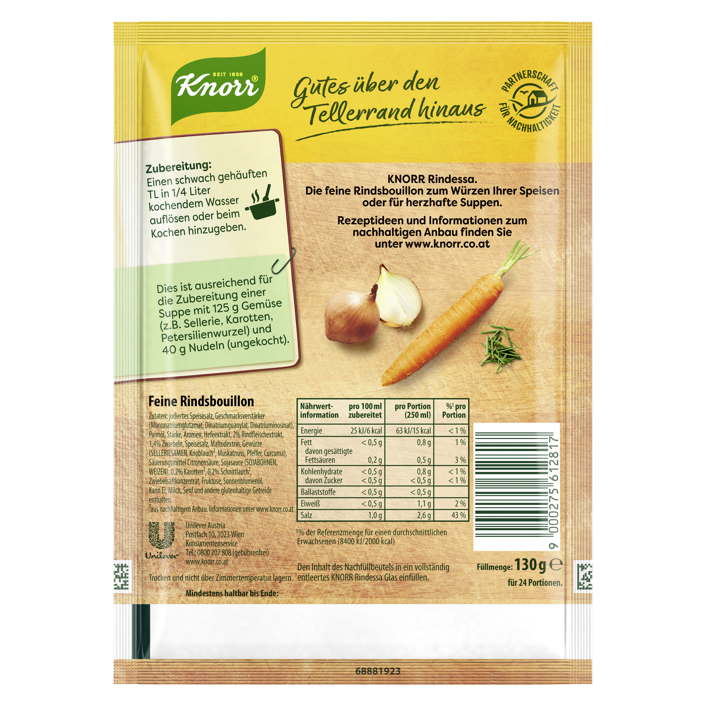 Knorr Nachfüllbeutel Rindessa Bouillon 24 Portionen