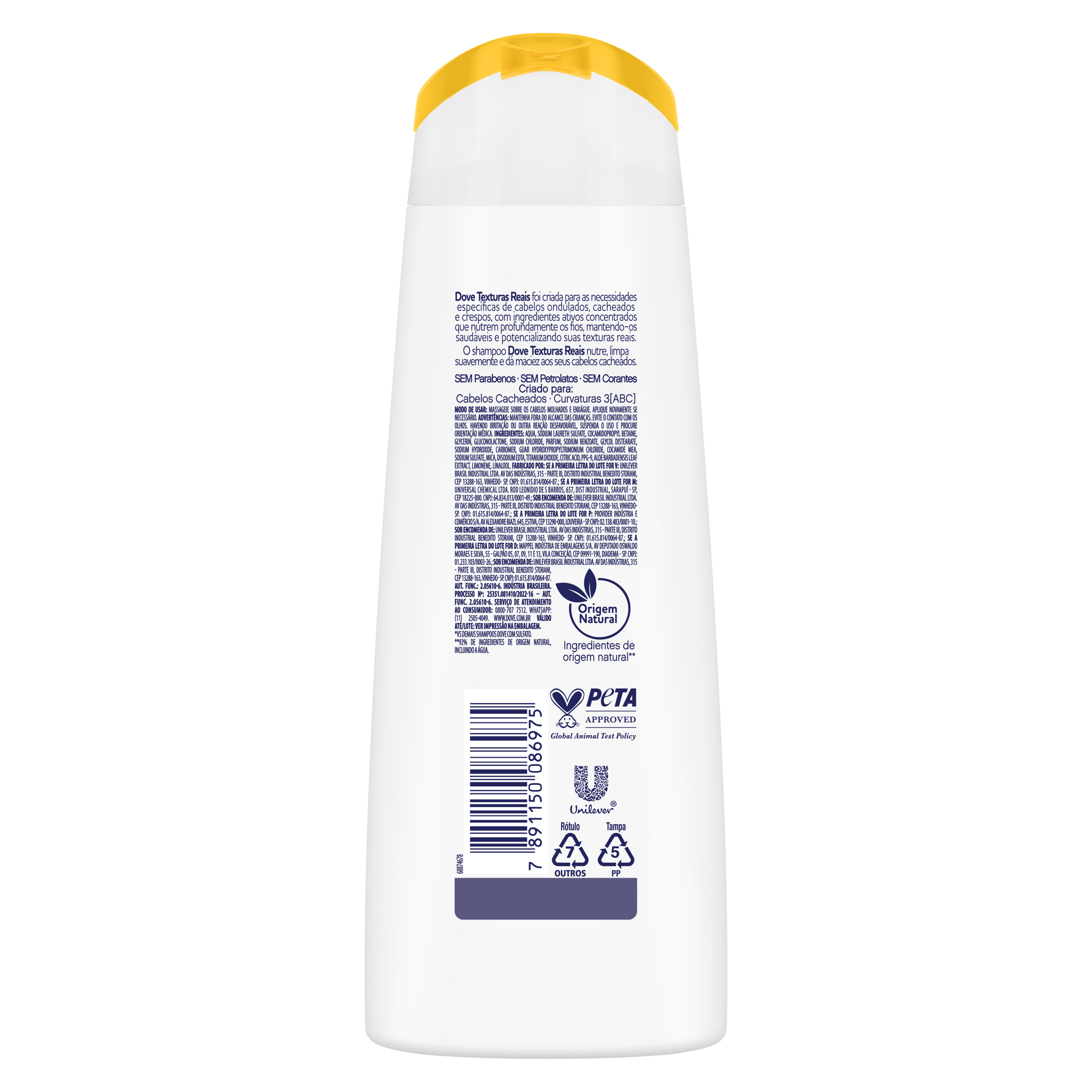 Shampoo Dove Texturas Reais Cacheados 400ml