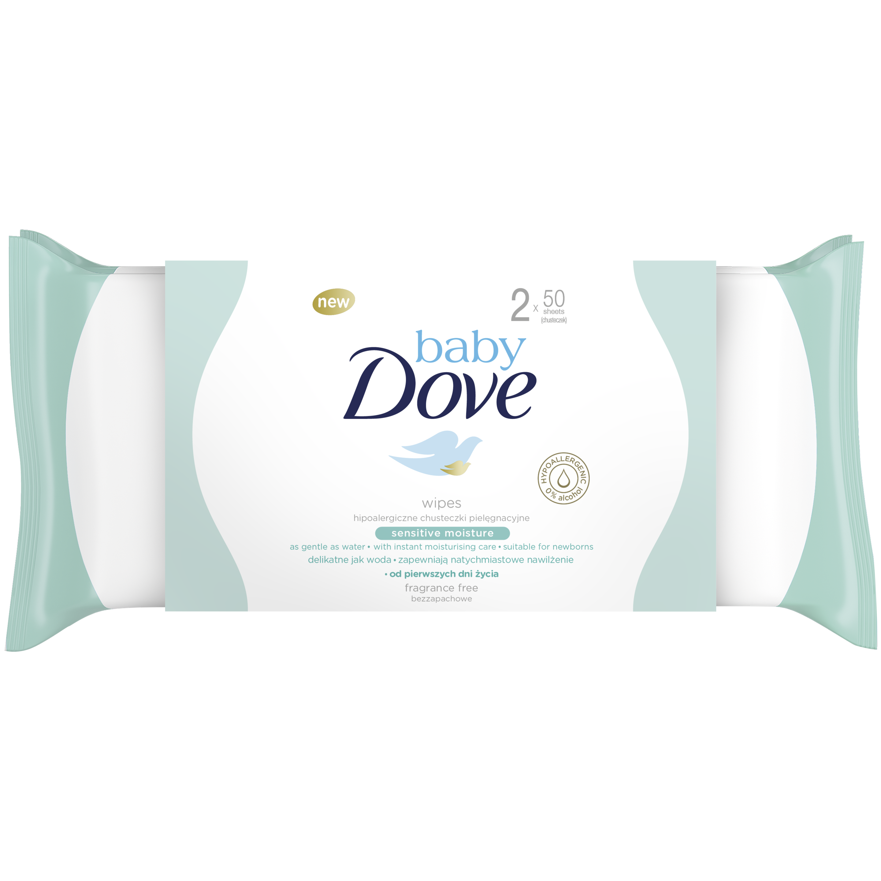 Baby Dove Pielęgnacyjne chusteczki Sensitive Moisture 2x50