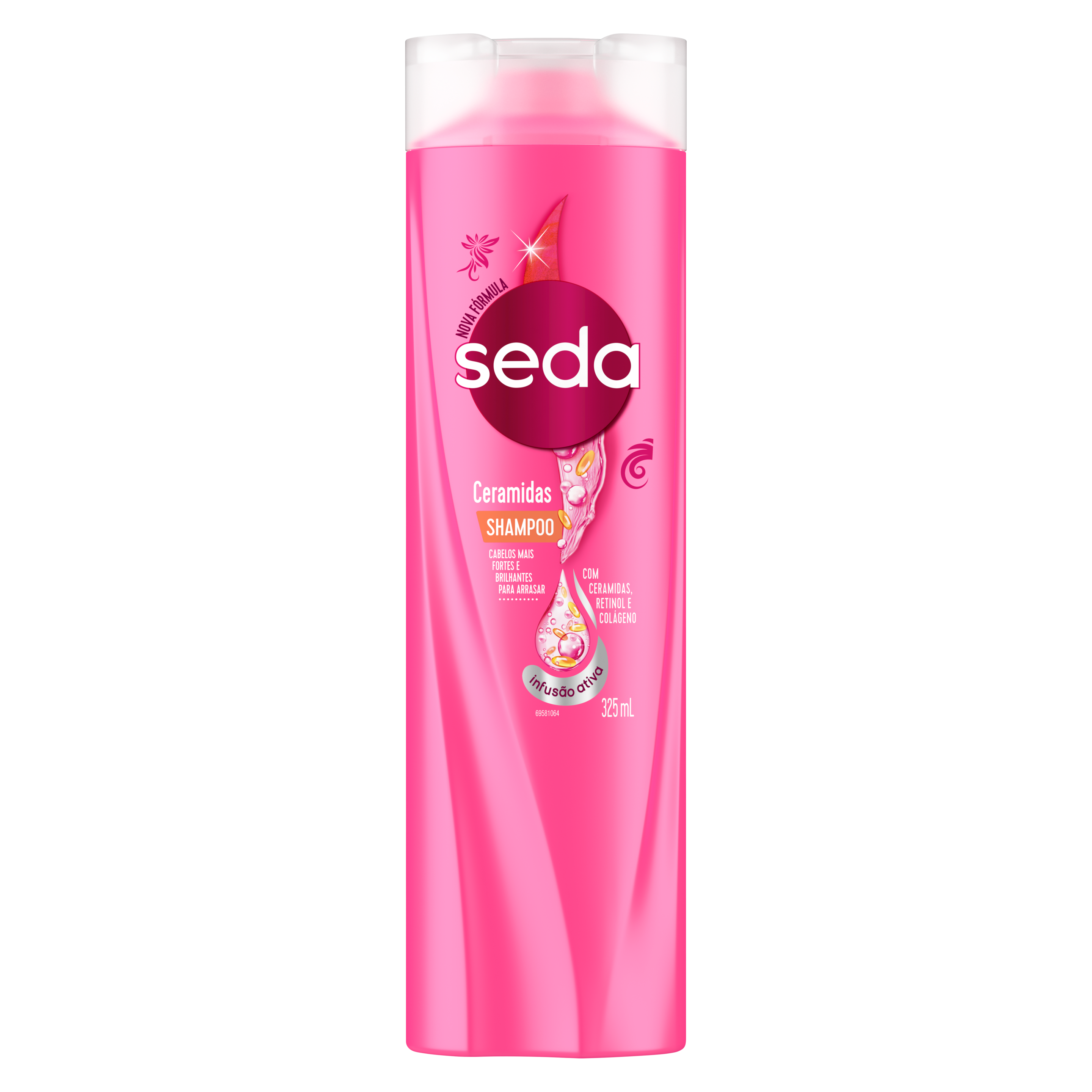 Uma imagem frontal da embalagem de Shampoo Seda Ceramidas 325ml