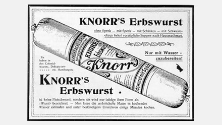 Historical advertisement of Knorr's Erbswurst 