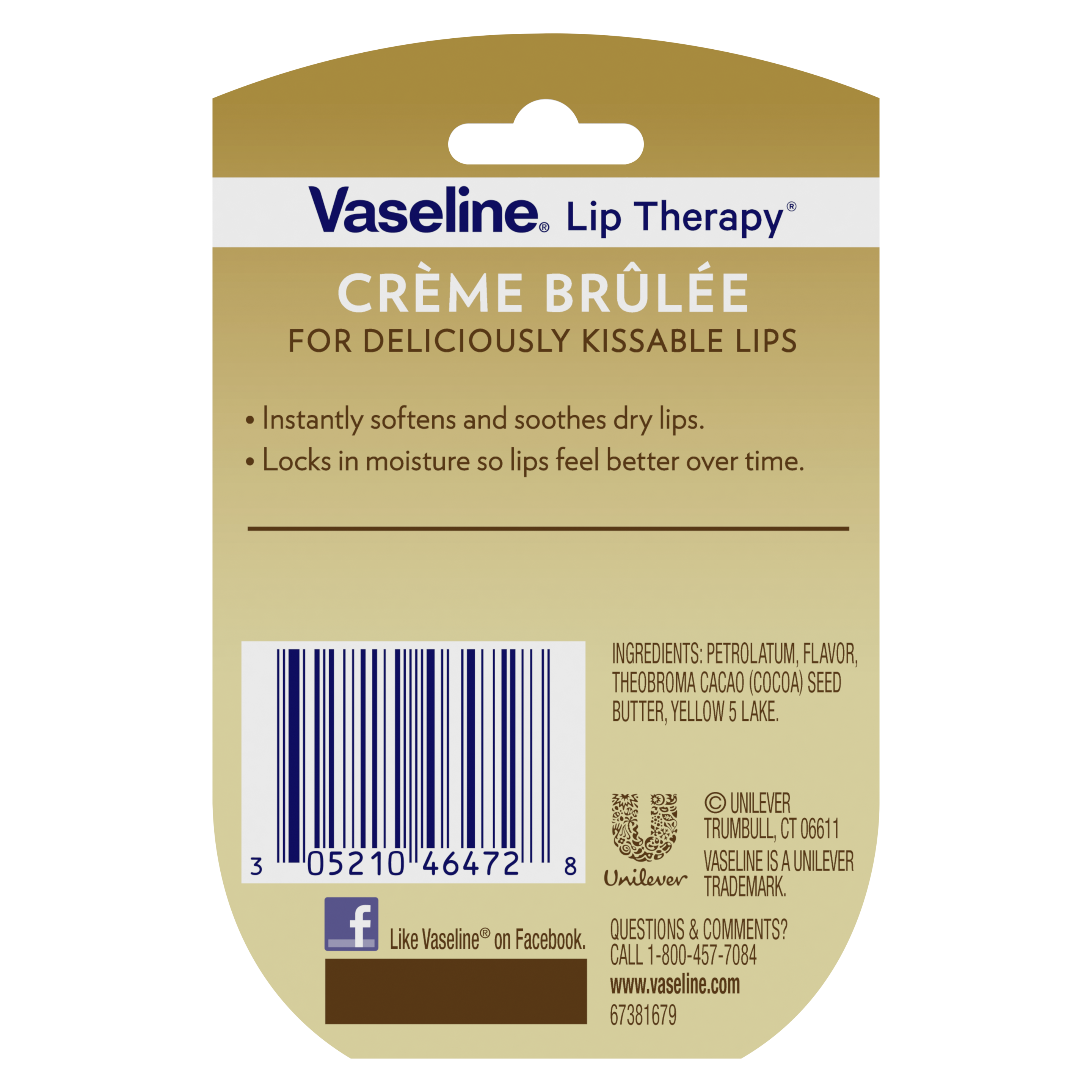 Vaseline® Lip Therapy® Crème Brûlée Mini back of pack packaging