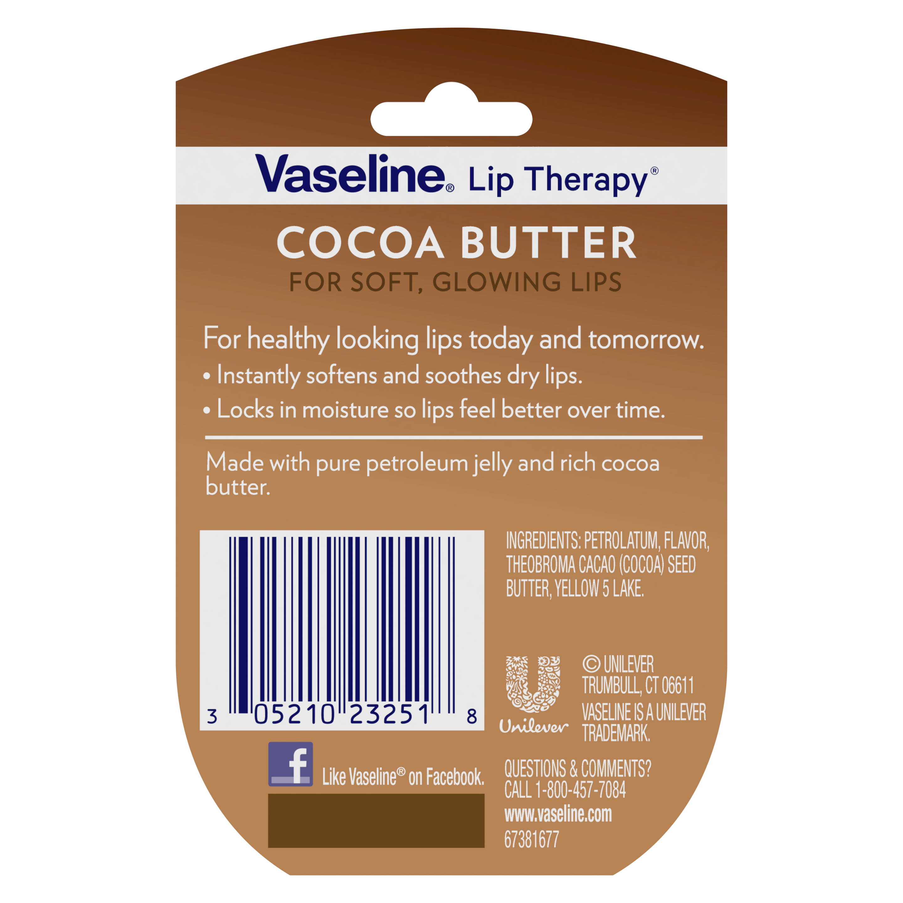 Vaseline® Lip Therapy® Cocoa Butter Mini back of pack packaging