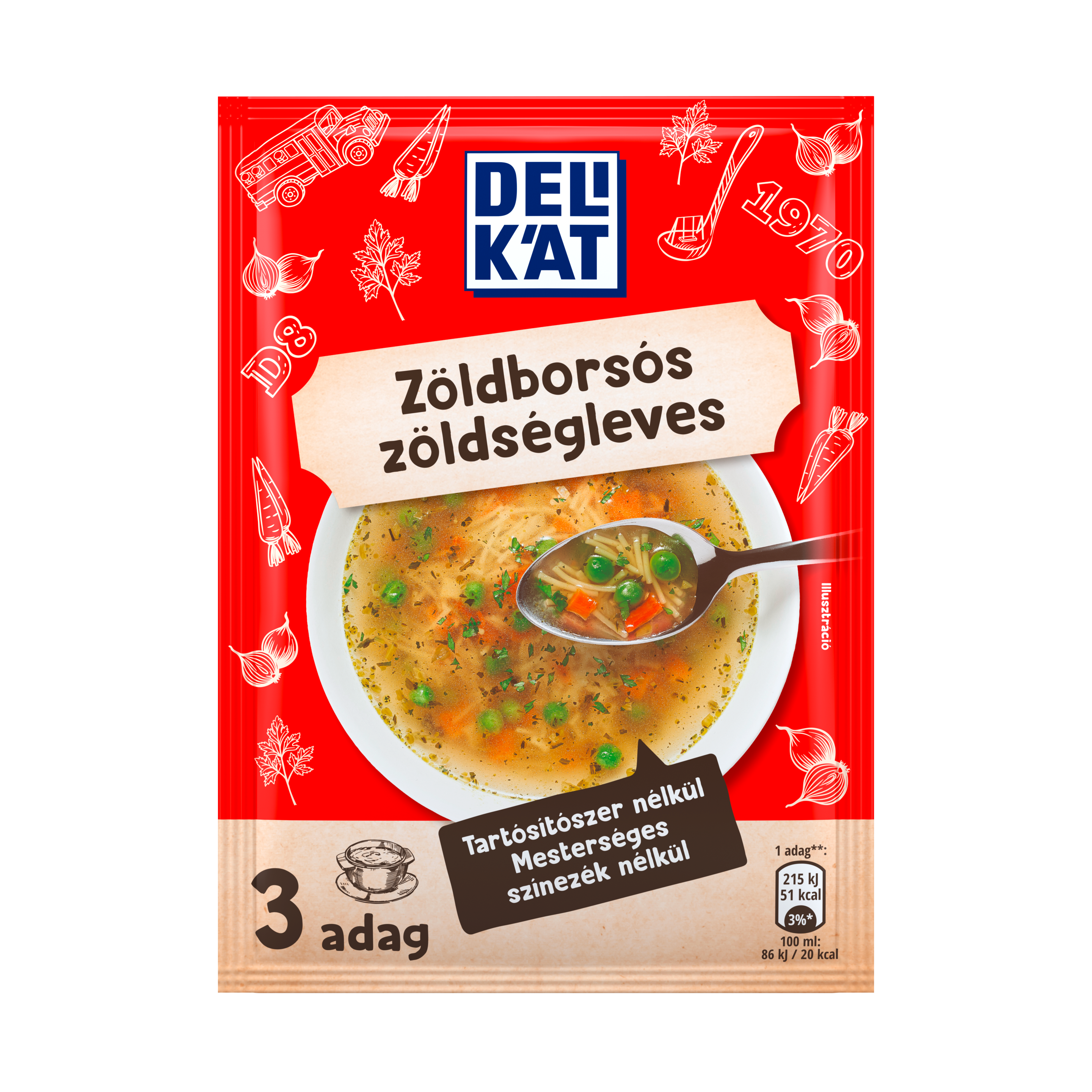 Delikát Zöldborsós zöldségleves 47g packshot