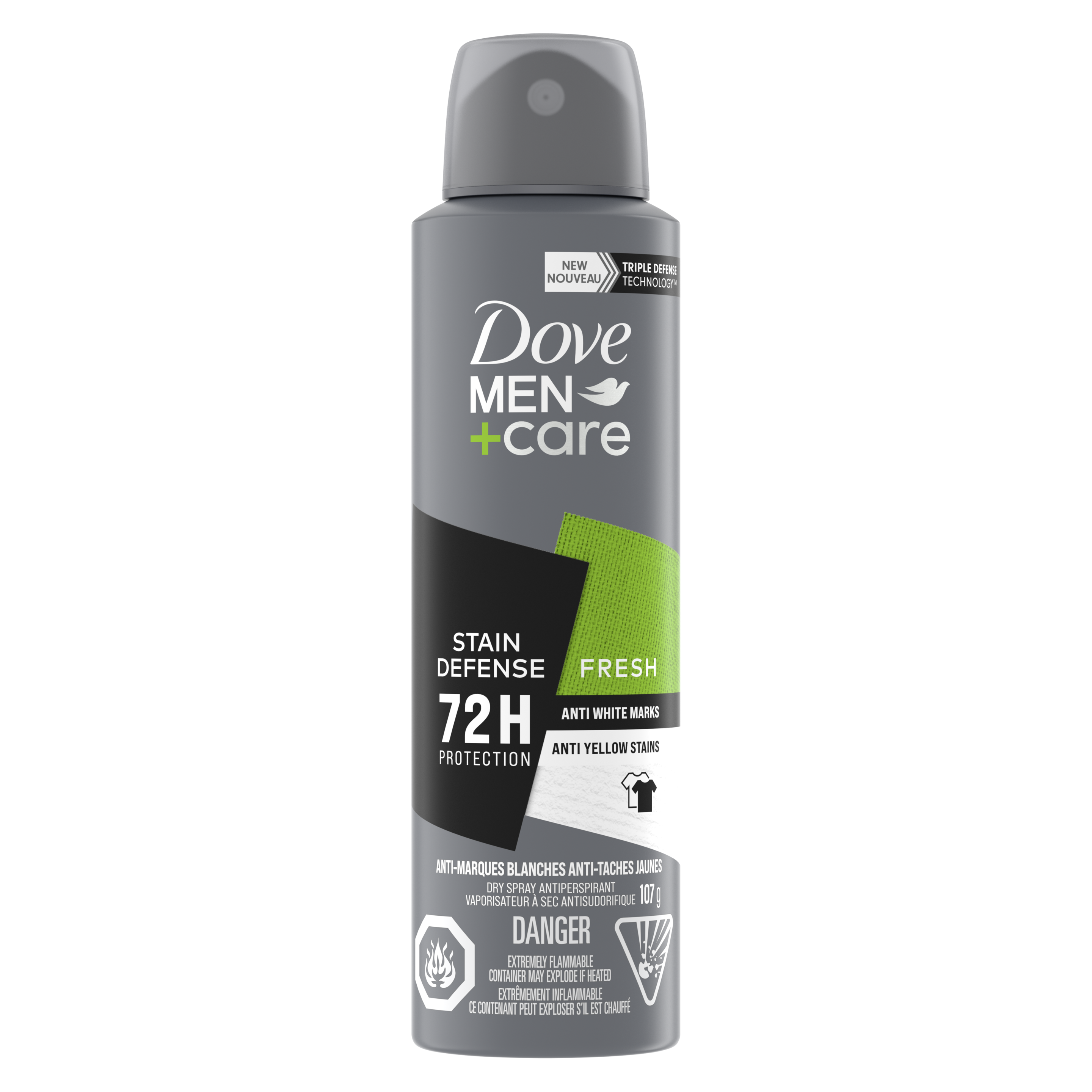 Dove Men+Care Stain Defense Fresh Dry Spray Antiperspirant 107g Front