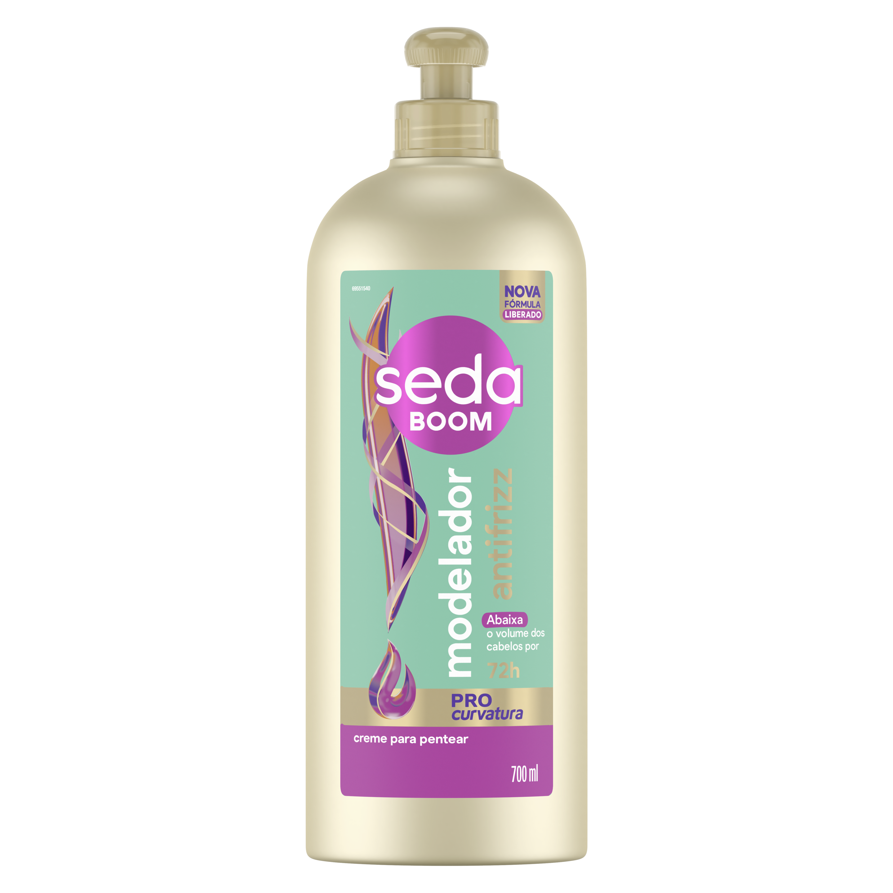 Uma imagem frontal da embalagem de Creme para Pentear Seda Boom Modelador Antifrizz 700ml