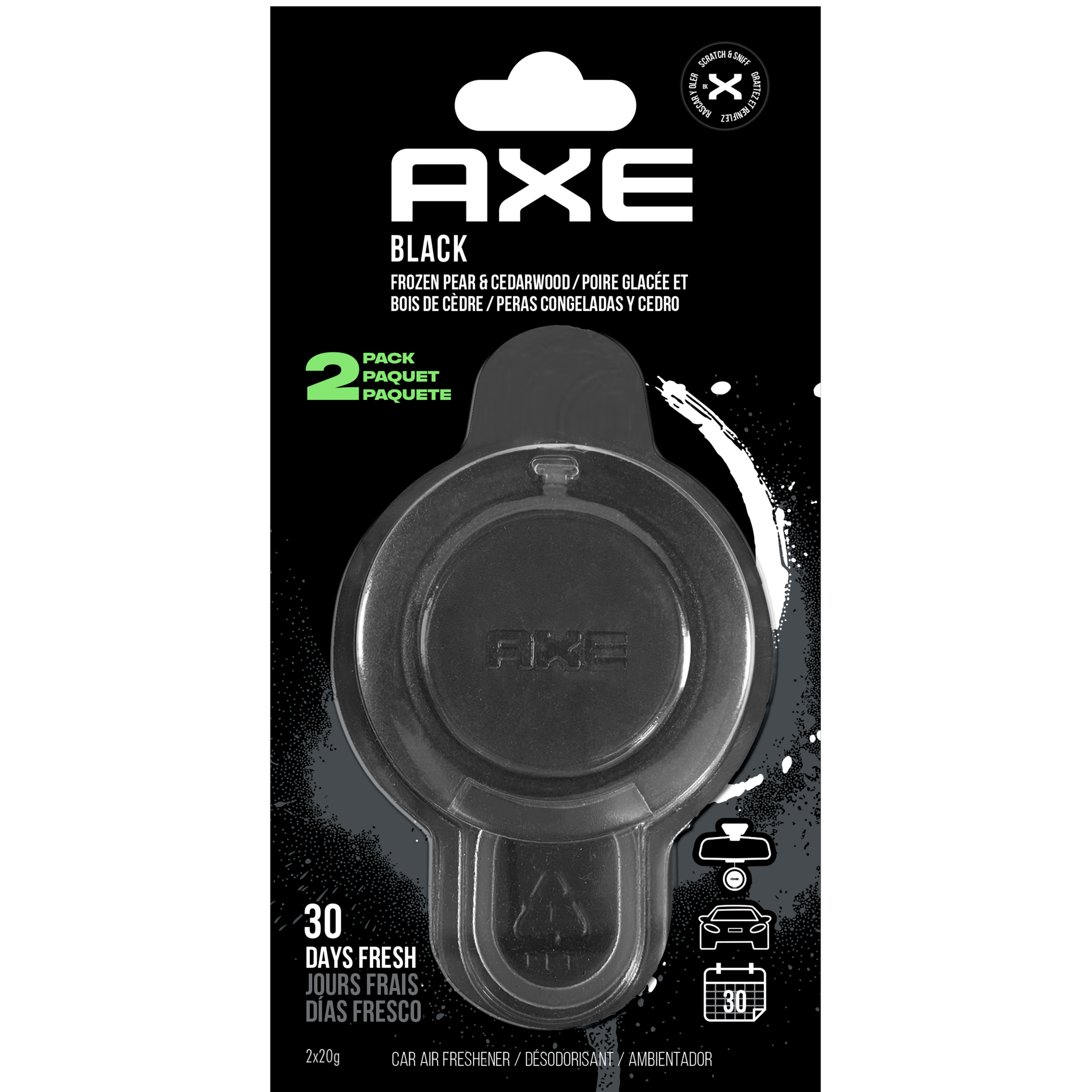 AXE Black 3D Hanging Car Air Freshener, 2 pack
