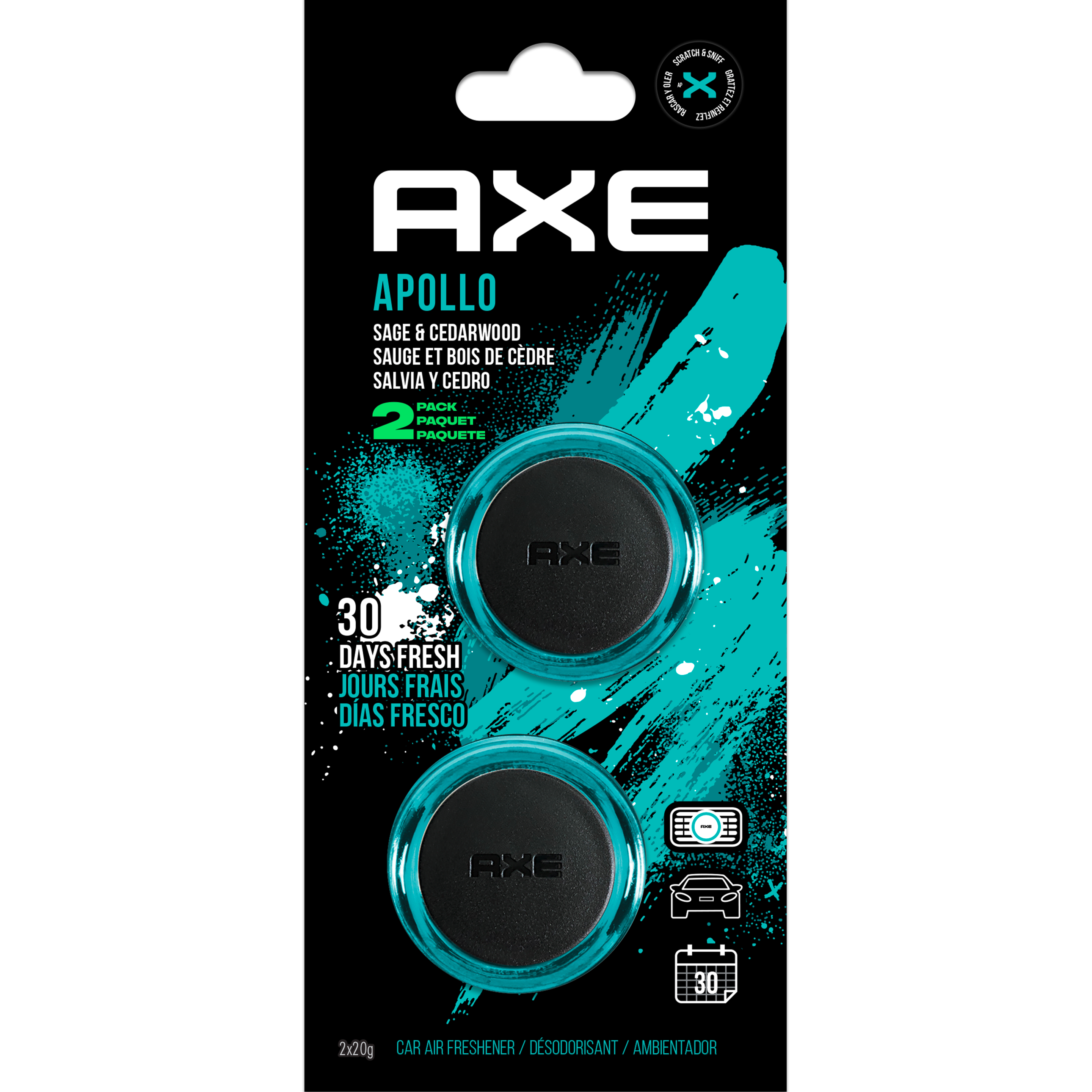 AXE Apollo Mini Vent Air Freshener, 2 pack