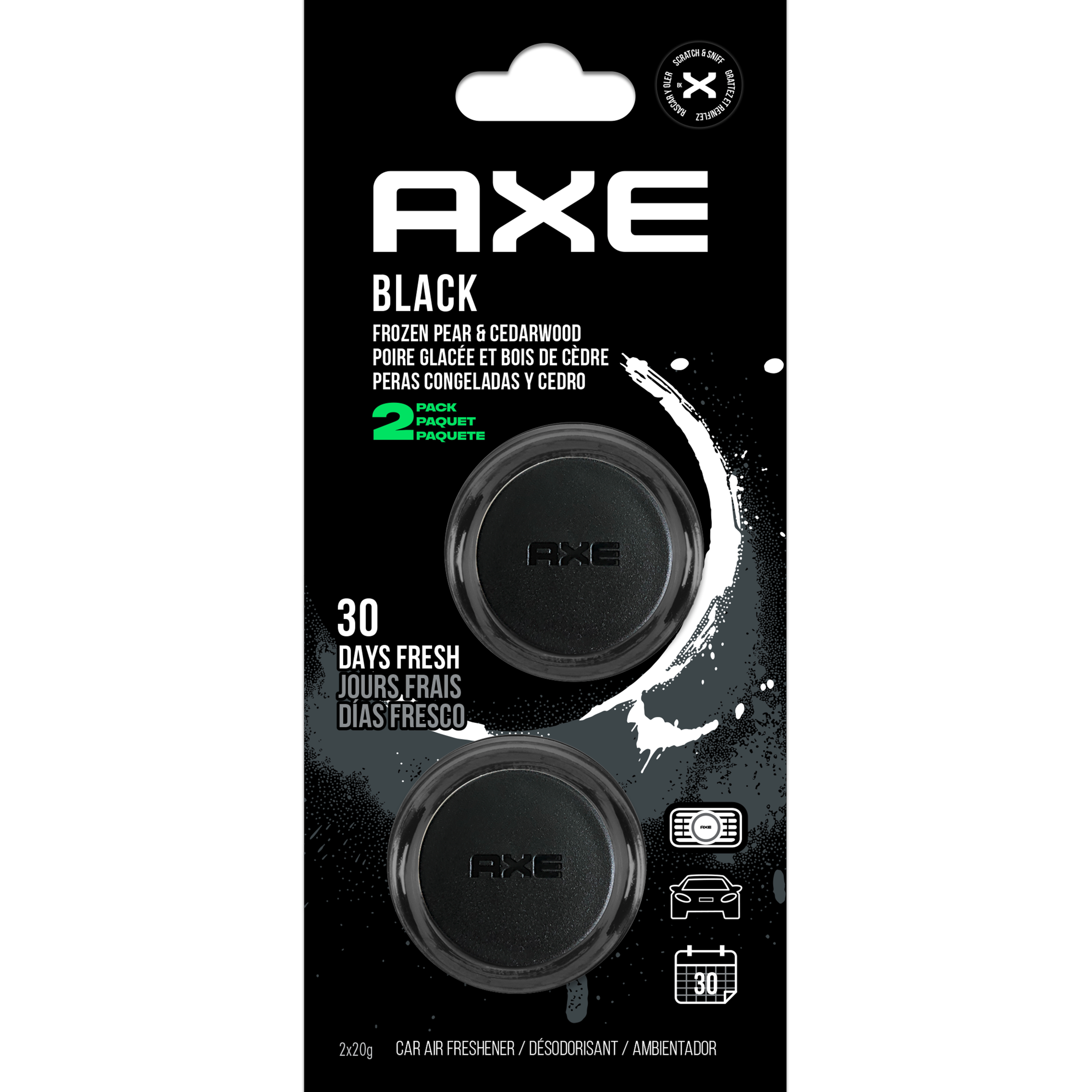 AXE Black Mini Vent Car Air Freshener, 2 pack